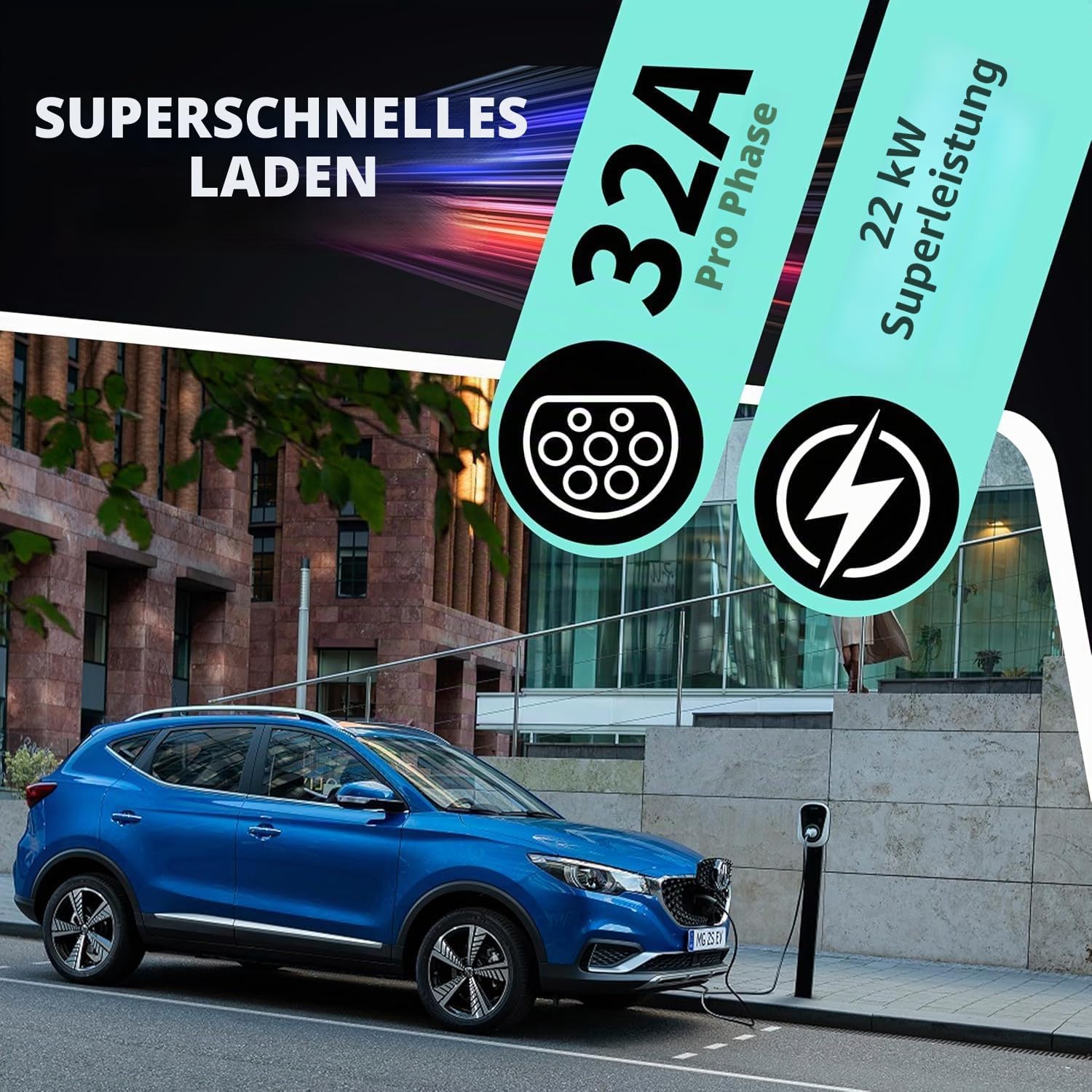 Ladekabel Typ 2 22kw 15 Meter, Extra Langes Kabel Elektroauto Modus 3 / 32A / 3-Phasig, Ladekabel Elektroauto Typ 2 auf Type 2
