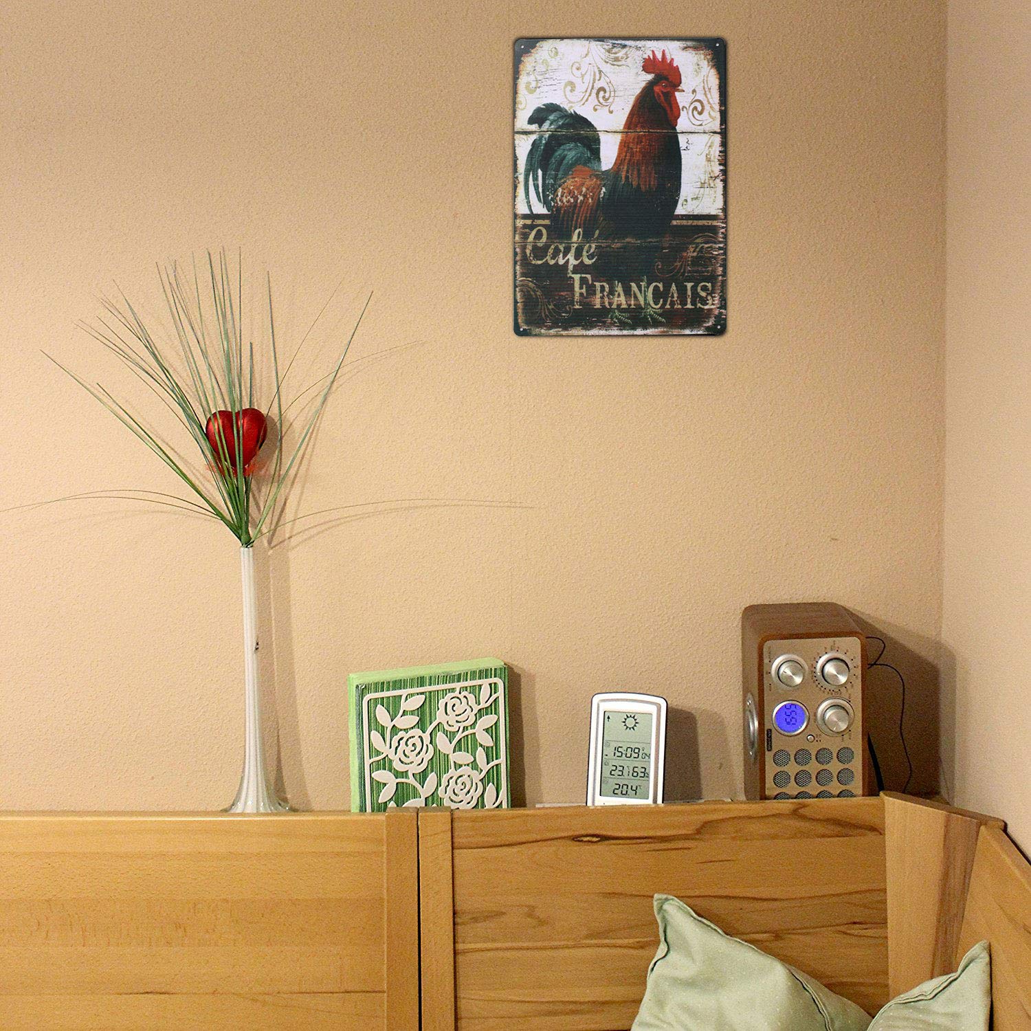 Plaque Déco Vintage Poule Et Œufs - 20x30cm - Fer Blanc Antirouille - Décor Murale Ferme Rétro - SUPERDANT
