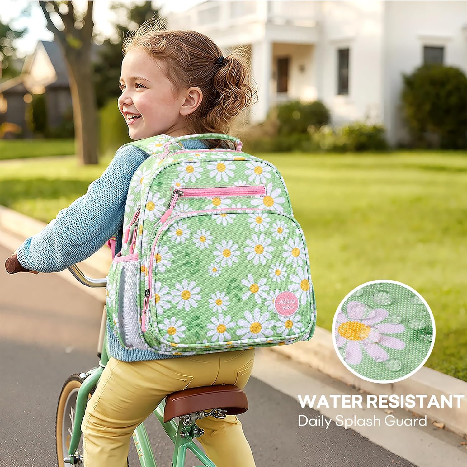 mibasies Toddler Backpacks for Girls 2-4: Little Kid Bookbag for Preschool Prek Daycare Daisy Green