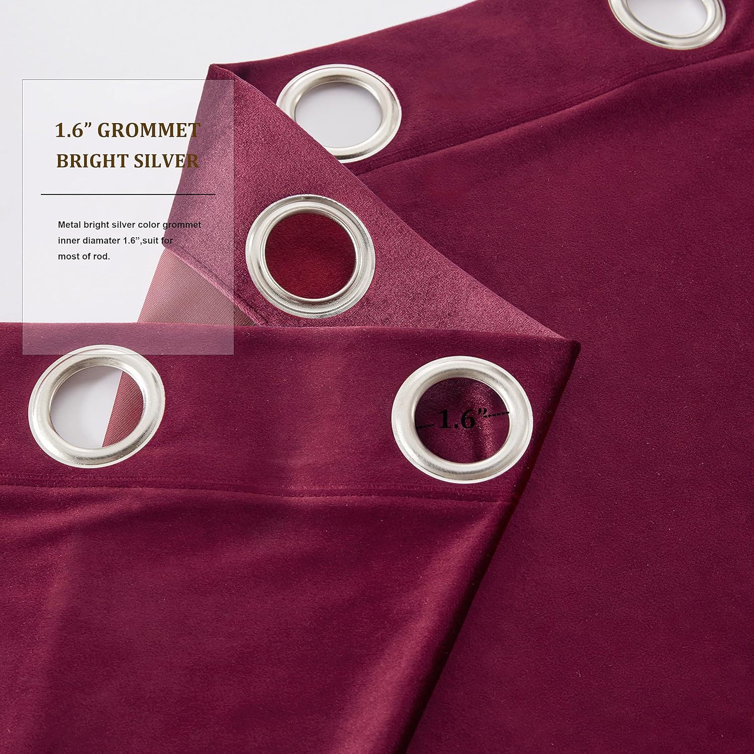 Tende In Velluto Tinta Unita E Morbido Al Tatto, Tende Oscuranti E Termoisolanti Di Lusso Per Camera Da Letto E Soggiorno, Complemento D'arredo Oscurante, 2 Pannelli-Burgundy||W52*L72/132 * 183cm