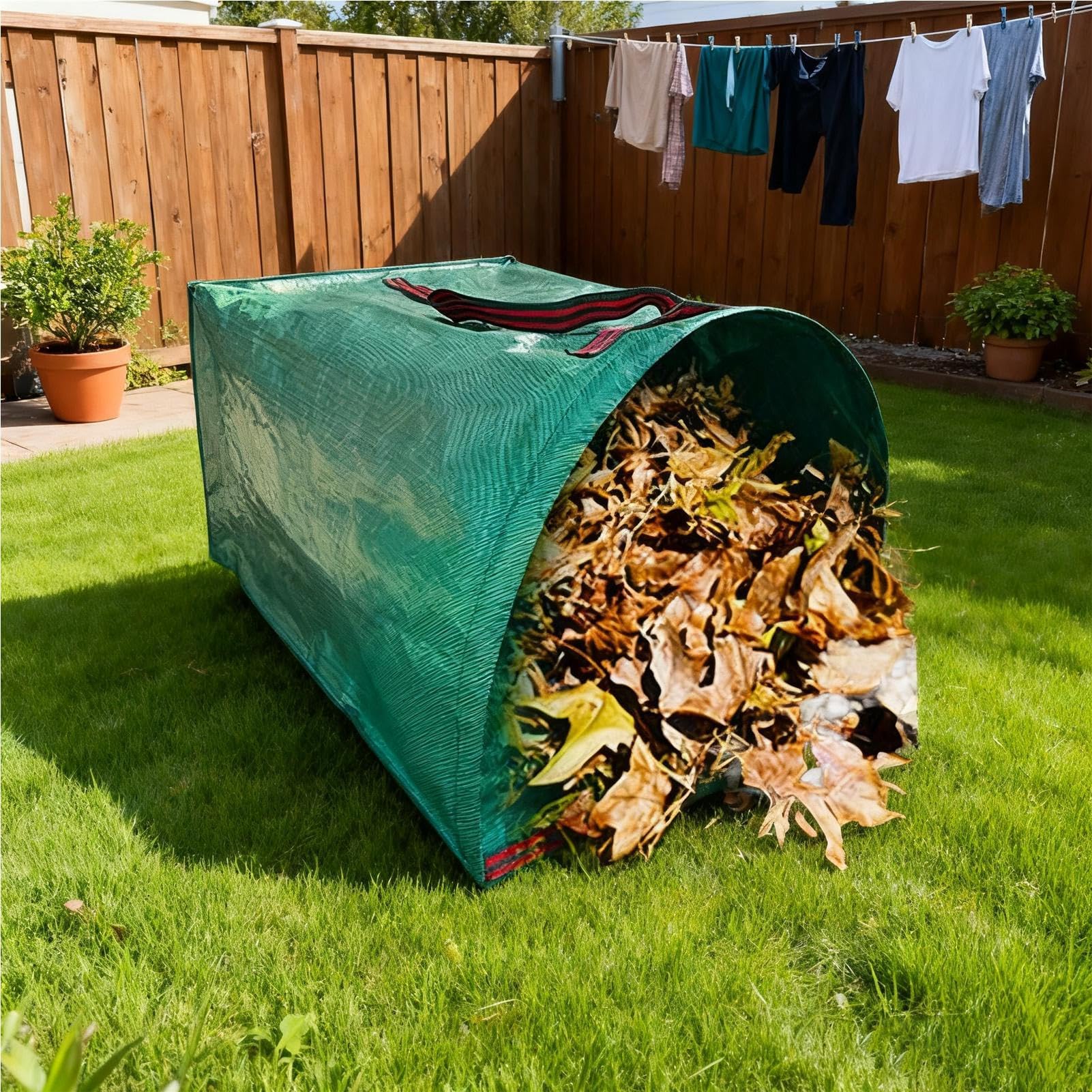Grands sacs à déchets de jardin imperméables – 2 sacs poubelle réutilisables pour le nettoyage de la cour – Idéal pour l'élagage, les fêtes en plein air, le camping, les barbecues et l'aménagement