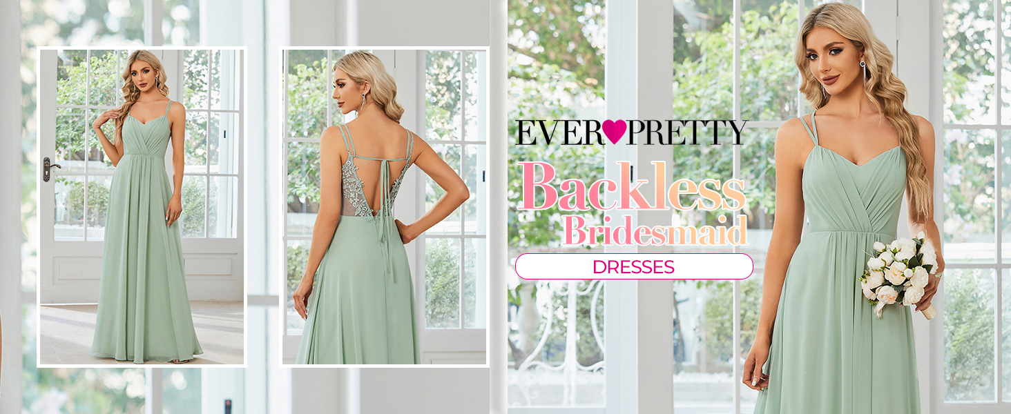 Vestito Damigella Ever-Pretty Scollo A V Senza Maniche - Lungo E Elegante In Chiffon - Foto 14