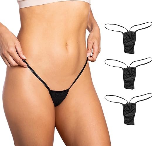 Pin Up Doll Thongs, Low Rise G String Thong, Women’s Underwear, G-String, Underwear, Low Rise Panty, Panty, Panties For Women - Medium - Black Three Pack