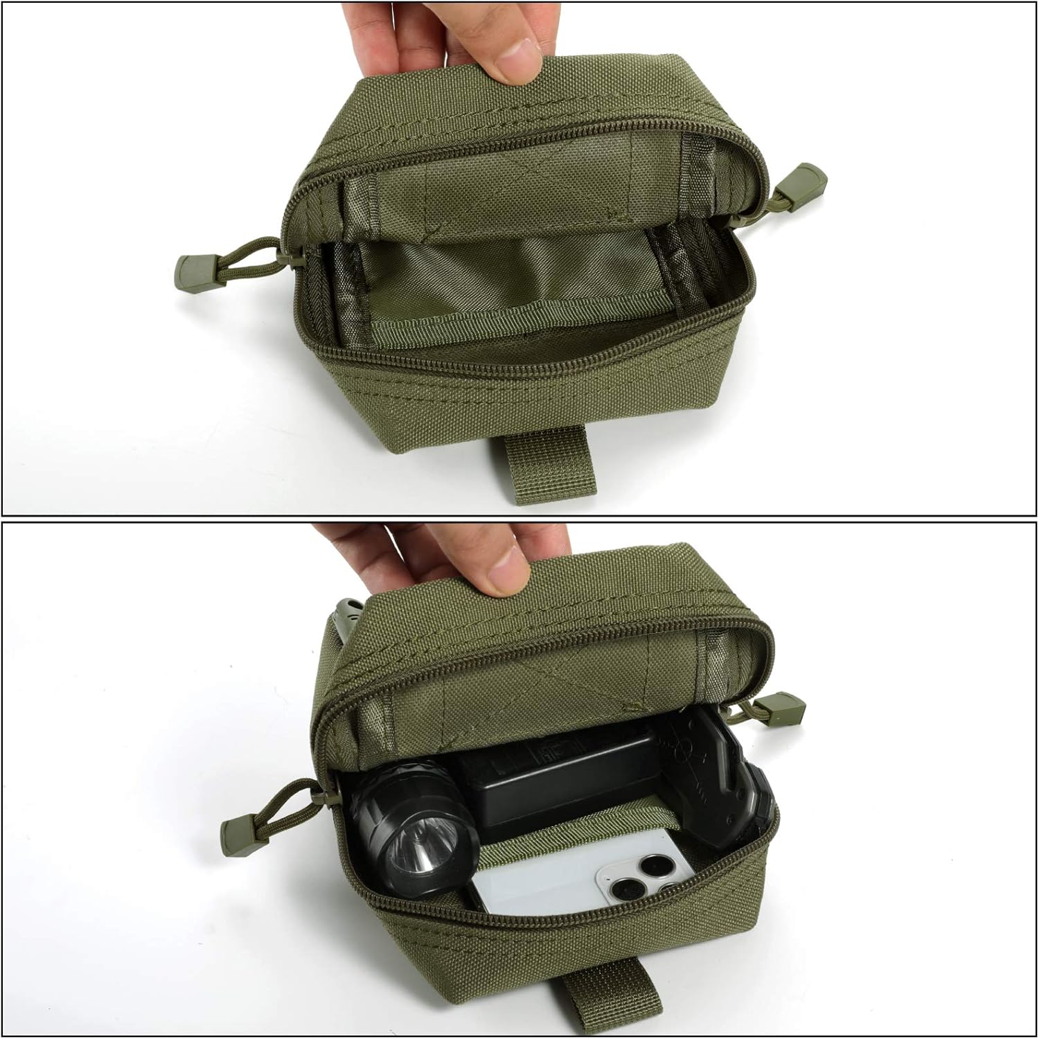 FRTKK Admin Pouch with USA Flag Patch & Keychain - 2 Pack Molle Pouches with USA Flag Patch & Tactical D-Ring Clip