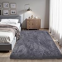 Vista 60 de Alfombras mullidas de 4 x 6 pies para dormitorio de niñas, alfombra de pelo largo lavable en arco iris para habitación de niños, guardería