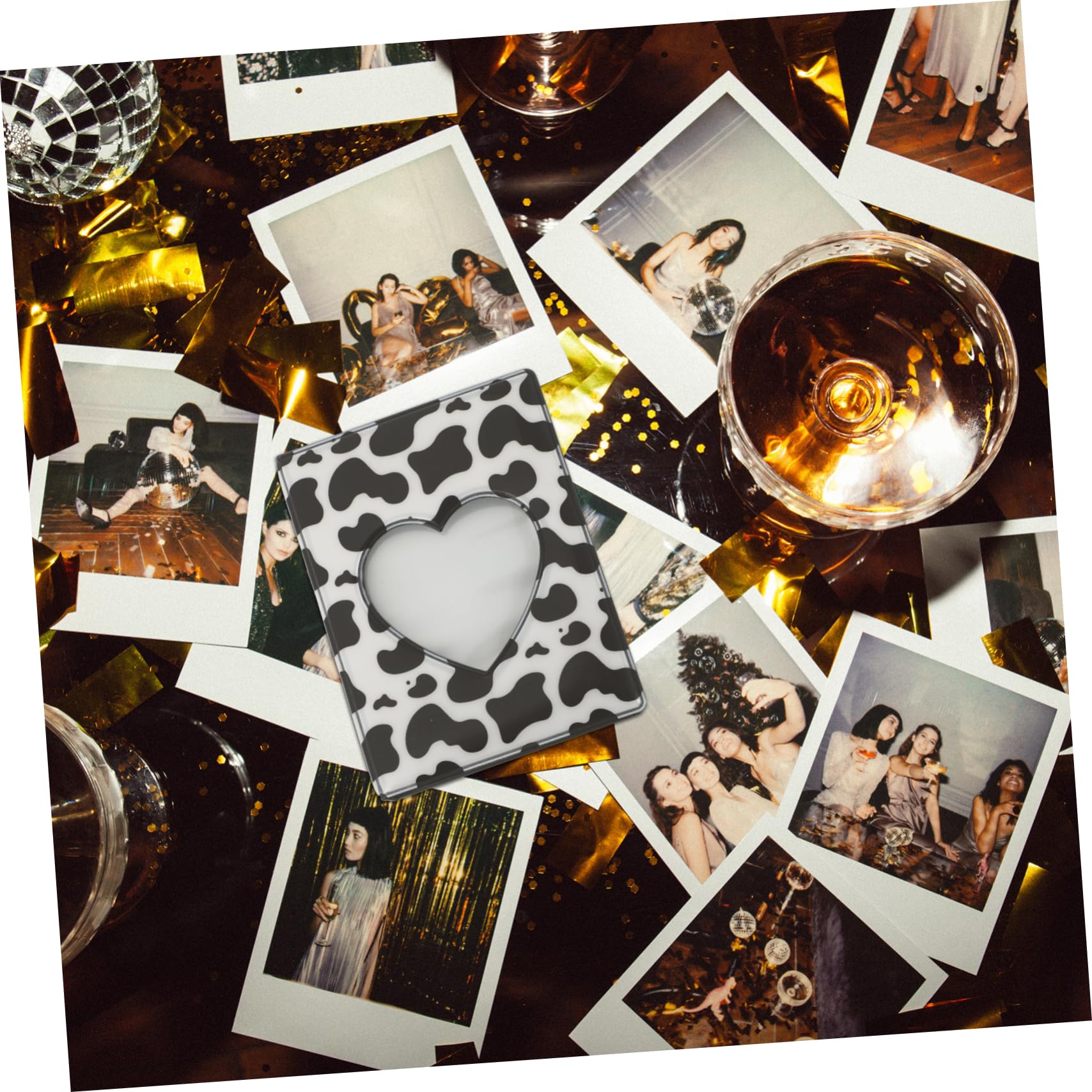 OUNONA Small Mini Photo Album Love Heart Design Holder for Pictures Present for Christmas Birthdays Showers and Travel Memories