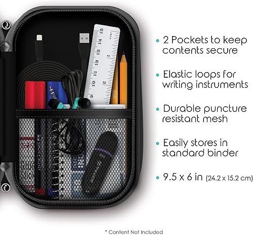 Miniatura 10 de iScholar iQ+ Jumbo - Estuche expandible para lápices, 3 bolsillos, color rojo (55035-RE)