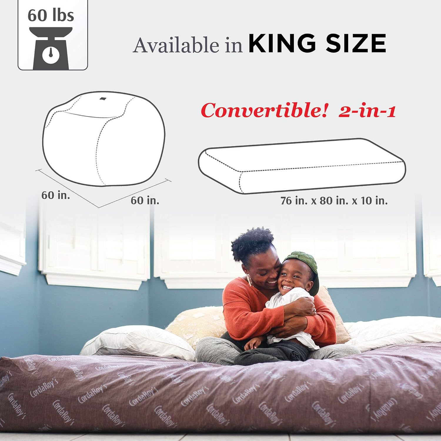 Buy Cordaroy S Chenille Bean Bag Chair Convertible Chair Folds From Bean Bag To Bed As Seen On Shark Tank Charcoal King Size Online In Indonesia B00yb58gp6