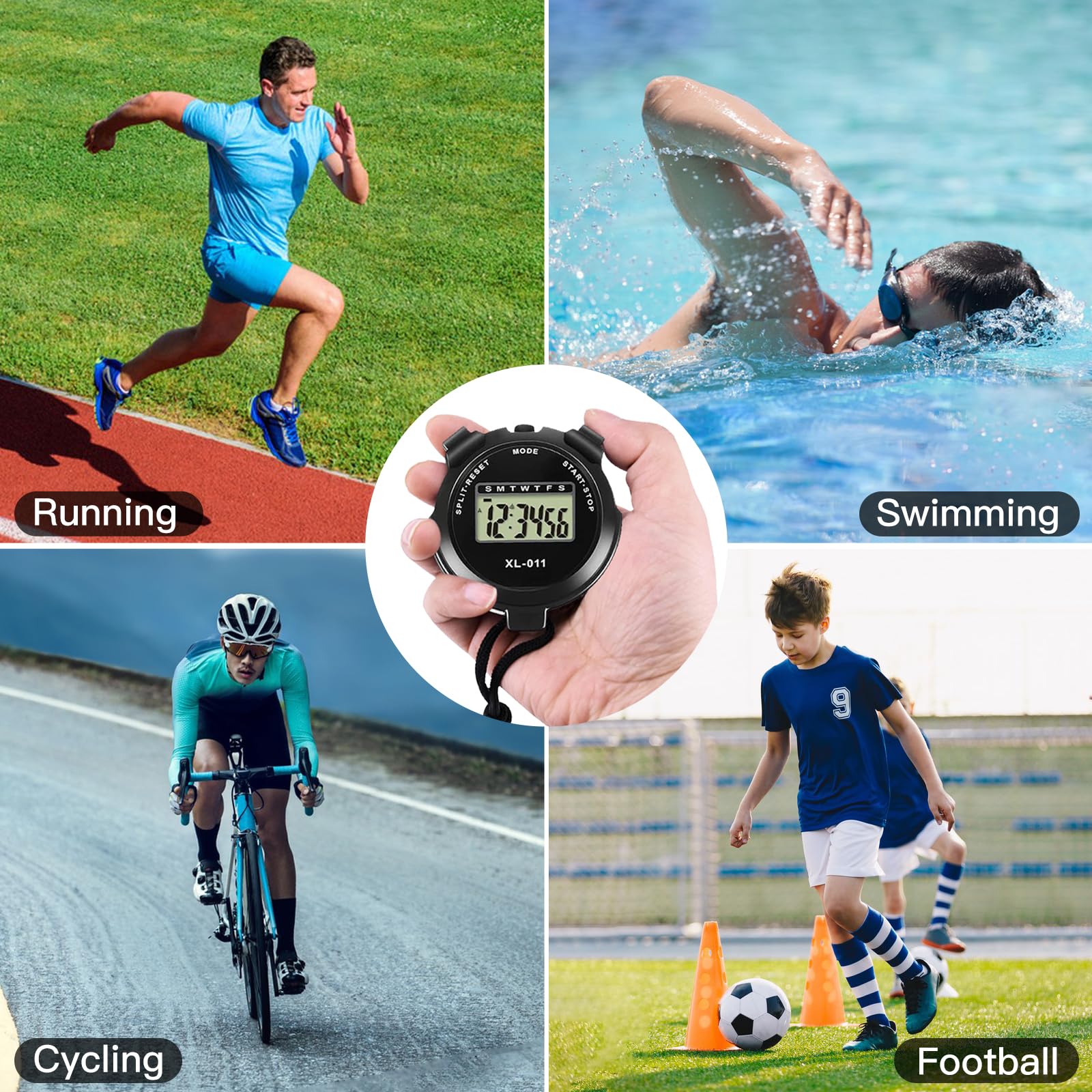 3 Piezas Digital Cronómetro, Cronómetro Deportivo Digital Profesional, Cronógrafo de Mano Reloj Digital Cronómetro, Cronómetro Reloj para Fútbol, Correr, Natación