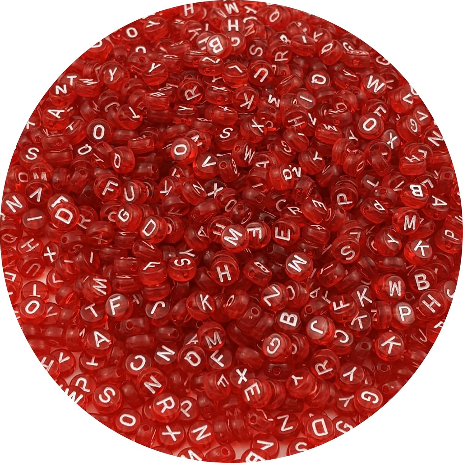 1000pcs Round Letter Beads 4x7mm Acrylic Alphabet Beads Spacer Beads for Jewelry Making Bracelets Necklace Earring Key Chains DIY Craft(E-White Letter Red Bead)