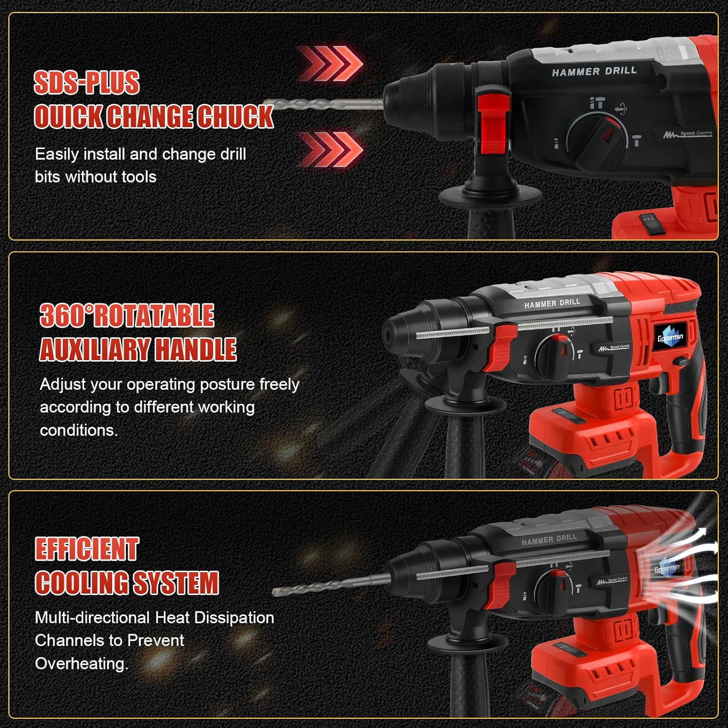 Cordless Rotary Hammer Drill (Tool Only) Compatible with Milwaukee M18 | 2.6J Impact | SDS-Plus Chuck | 4-Mode | Brushless Motor (Battery not Included)