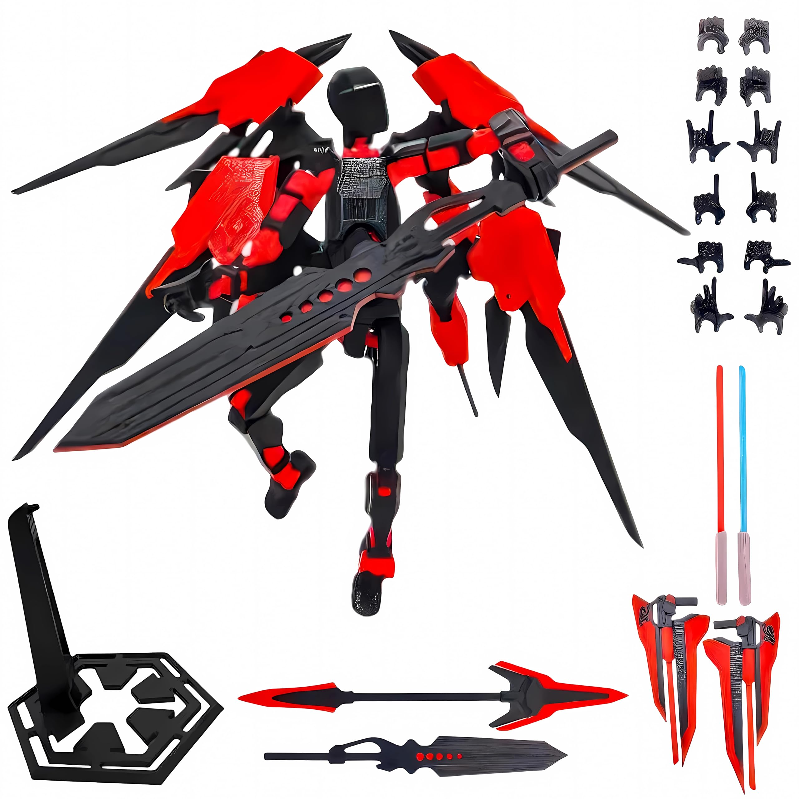 Ruilidesg T13 Action Figure Set - 3D Printed Collectible Figures for Collector Desktop Decor (Assembly Completed) (Red Mecha Set)