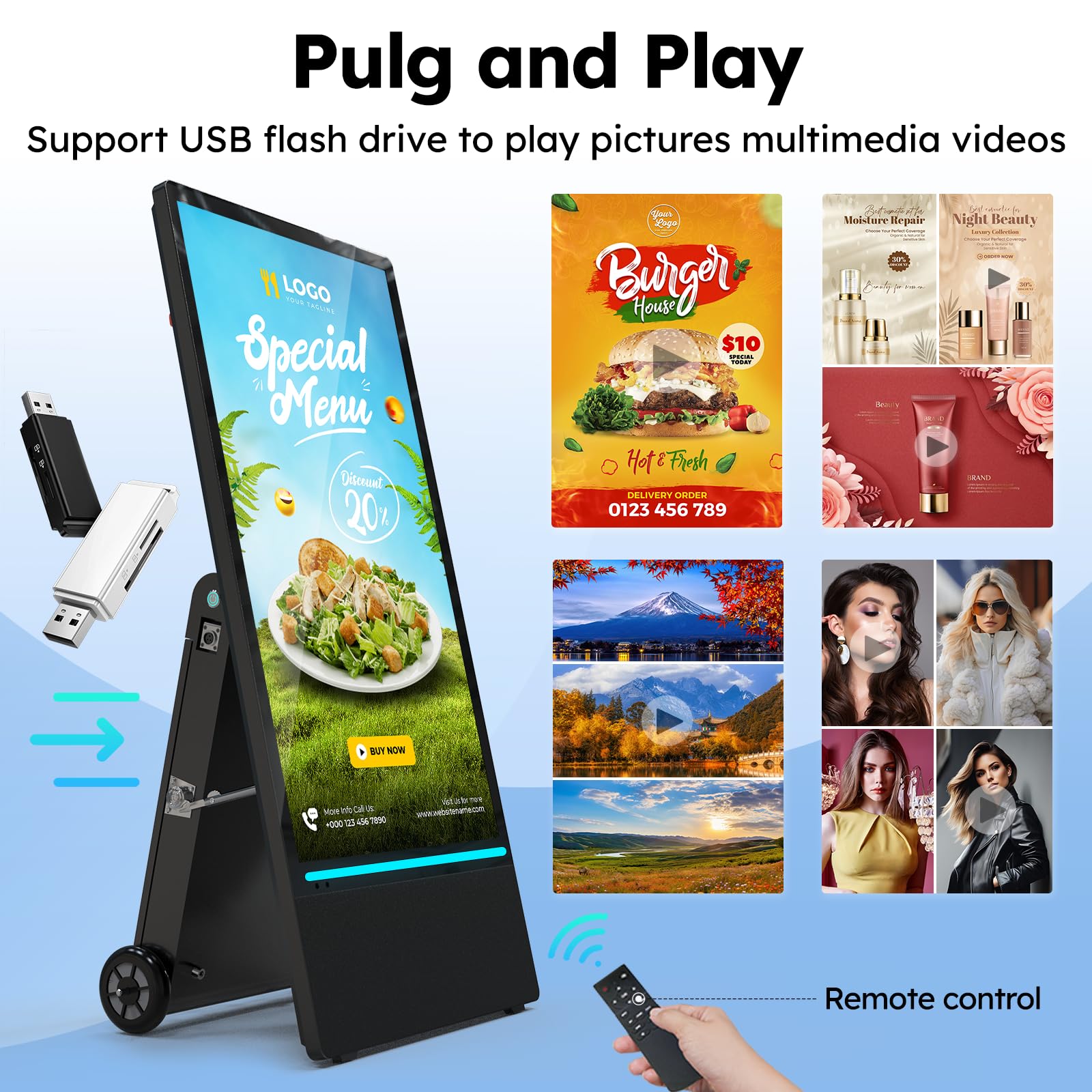 ApoloSign 32 Inch 4K UHD Smart Portable TV on Wheels, Android 16 EDLA Certified, 256GB Storage, Built-in 15000mAh Battery, Voice Remote, Touch Screen TV with Rolling Stand for Home, Office - Gen2 thumbnail 11