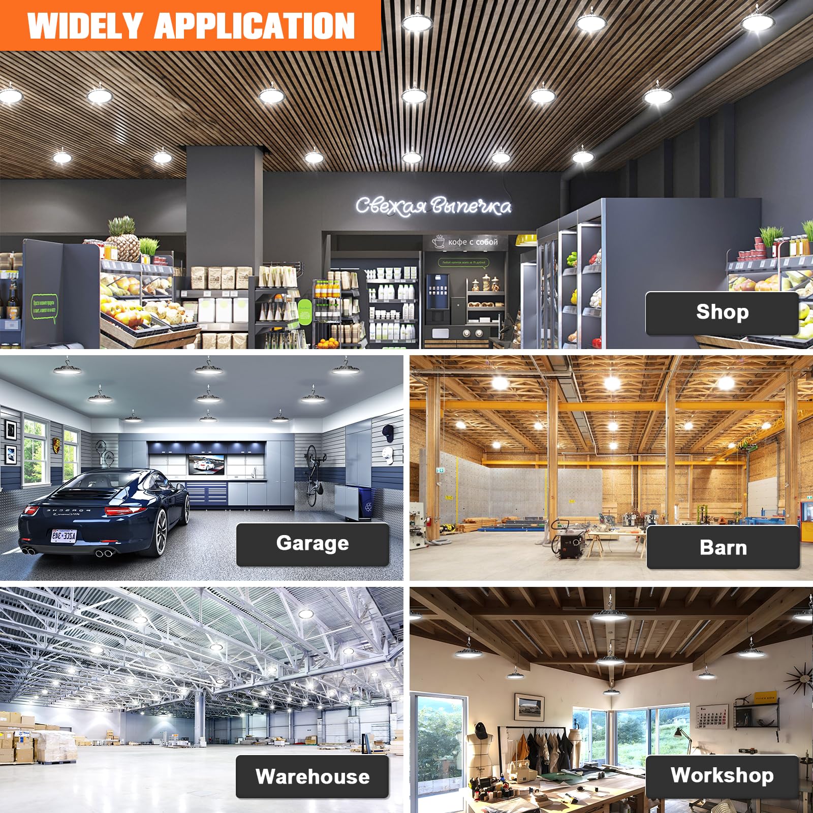 VOLISUN 10 Pack UFO Led High Bay Light 22 500LM 150W 5000K Daylight 100-277V High Bay Led Shop — view 6