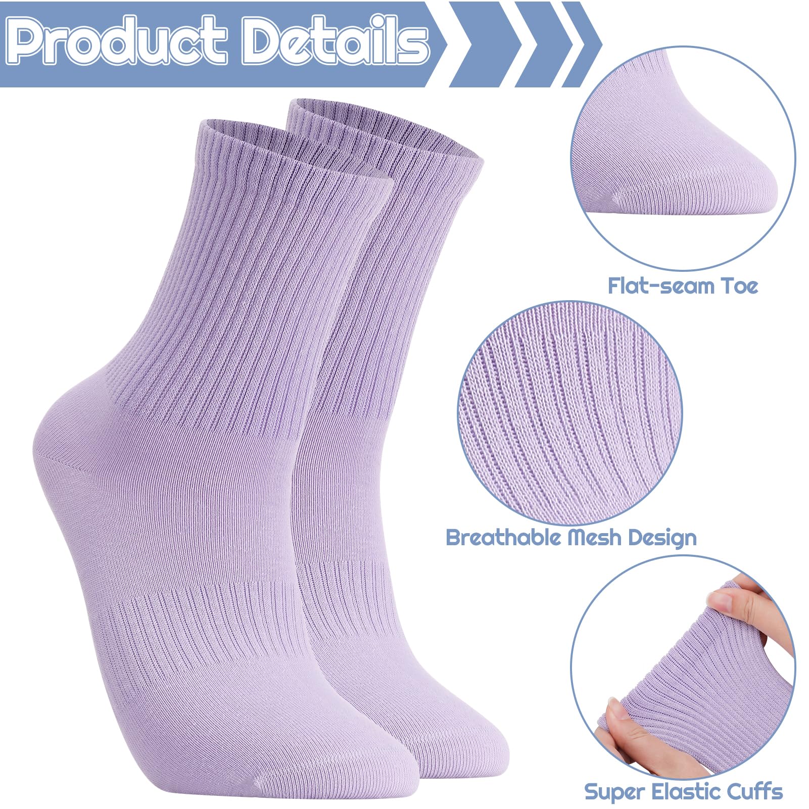 Zuimei Lot de 8 paires de chaussettes colorées pour femme - Pour le sport, la gym, les loisirs - Chaussettes décontractées - Chaussettes en coton