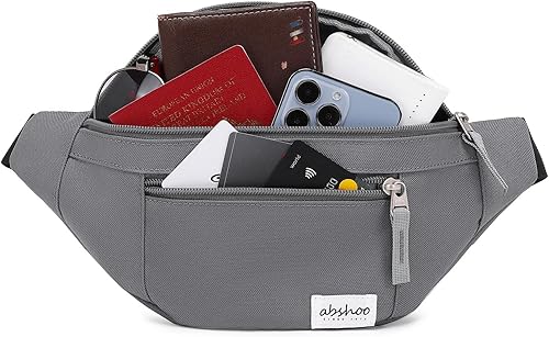 Miniatura 2 de Abshoo Riñonera cruzada para hombre para mujer, bolsa de viaje para senderismo, correr, riñonera, Gris
