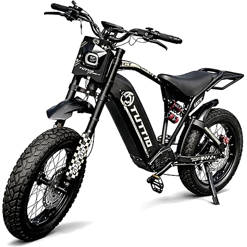 Tuttio ICT Electric Dirt Bike 60V 25AH - 4000W Peak 49MPH 20" Fat Tire Full Suspension Electric Motorcycle for Adults Teens 16+ Off Road Commuting Snow Sand Mountain
