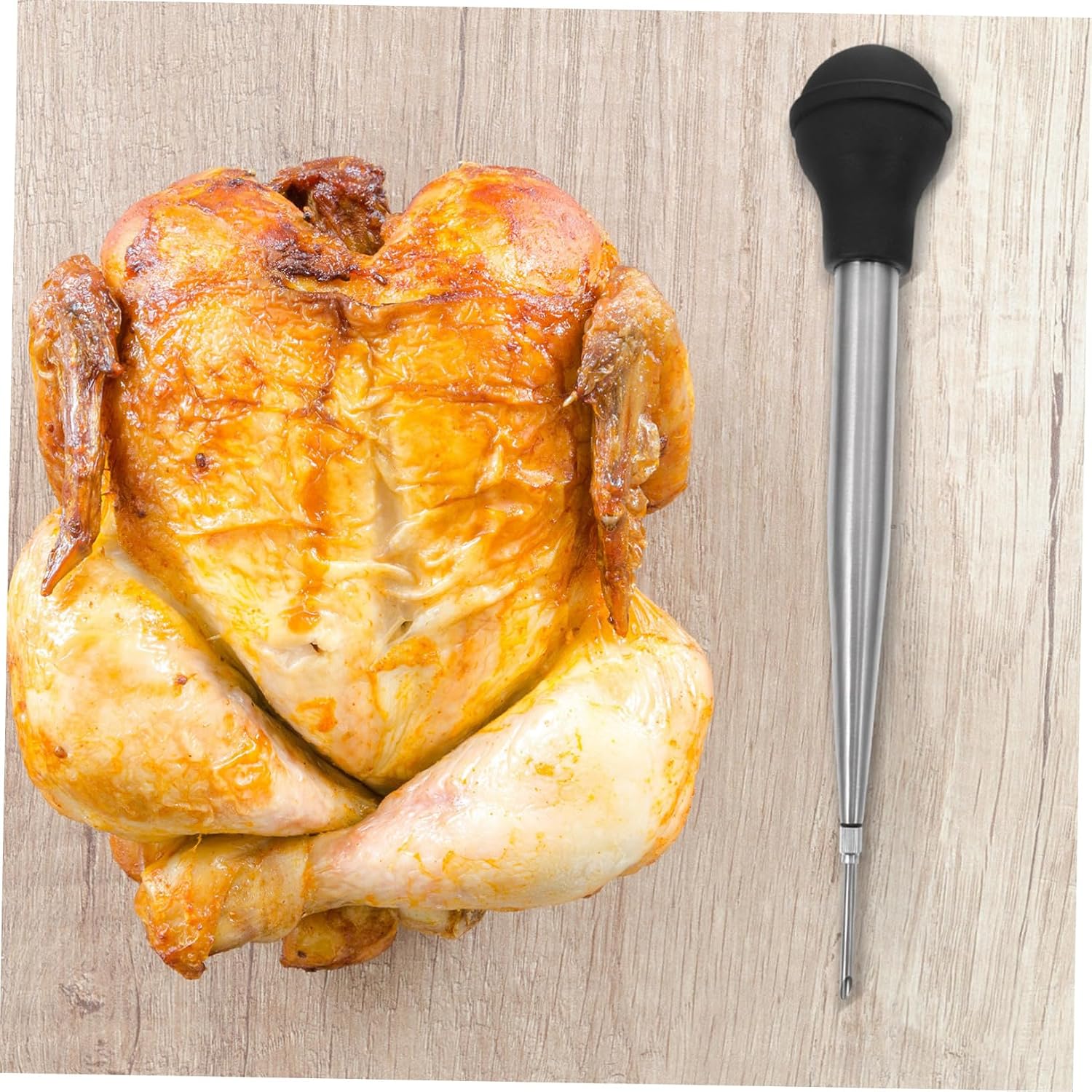 Cabilock Stainless Steel Turkey Baster Injection Tool Silicone Oil Dropper for Family Restaurant
