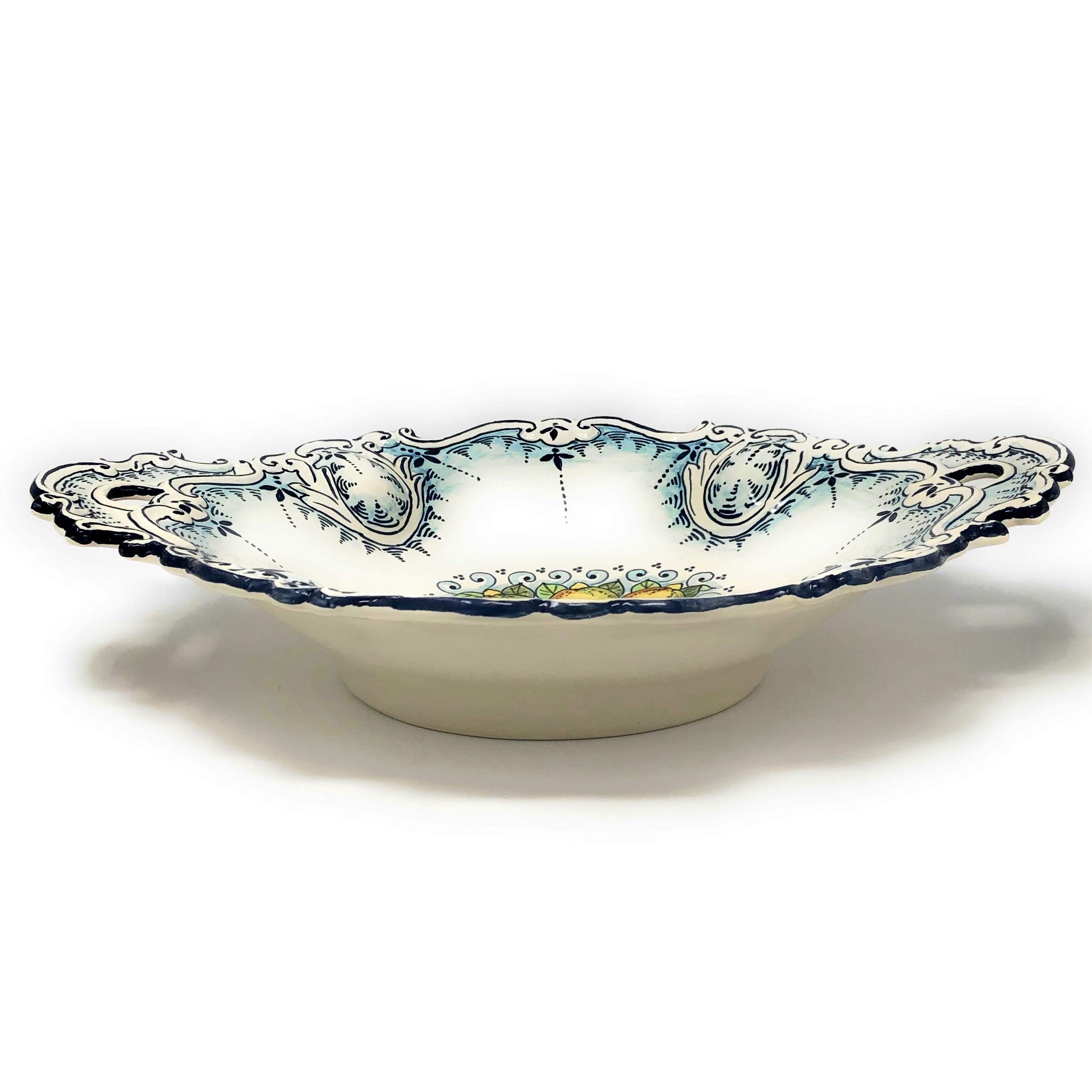 CERAMICHE D'ARTE PARRINI - Italian Ceramic Art Pottery Centerpiece Fruit Bowl Lemon Hand Painted Made in ITALY Tuscan