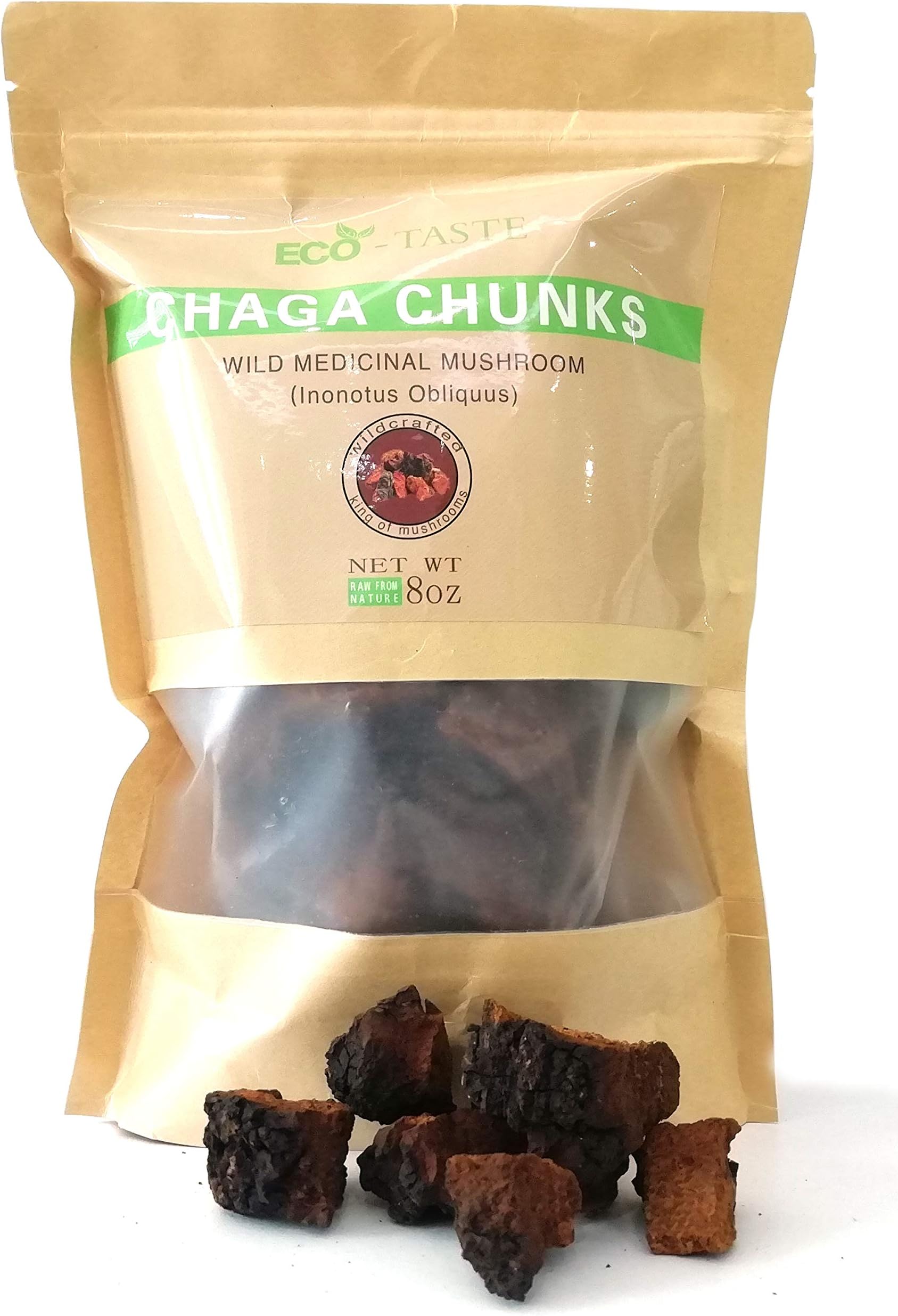 Chaga Mushroom Chunks - 8 ounce, 100% Wild Harvested with Black Top Crust, Premium Tea Chunks - Antioxidants, Healthy Drinks