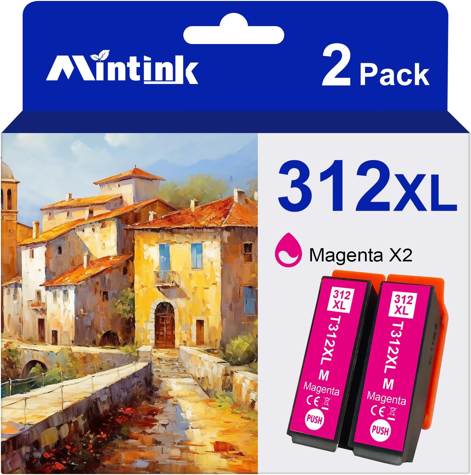 Mintink 312XL Magenta Ink Cartridges Remanufactured Replacement for Epson 312XL Ink Cartridge with Expression Photo XP-8500 XP-8600 XP-15000 Printer (2-Pack)