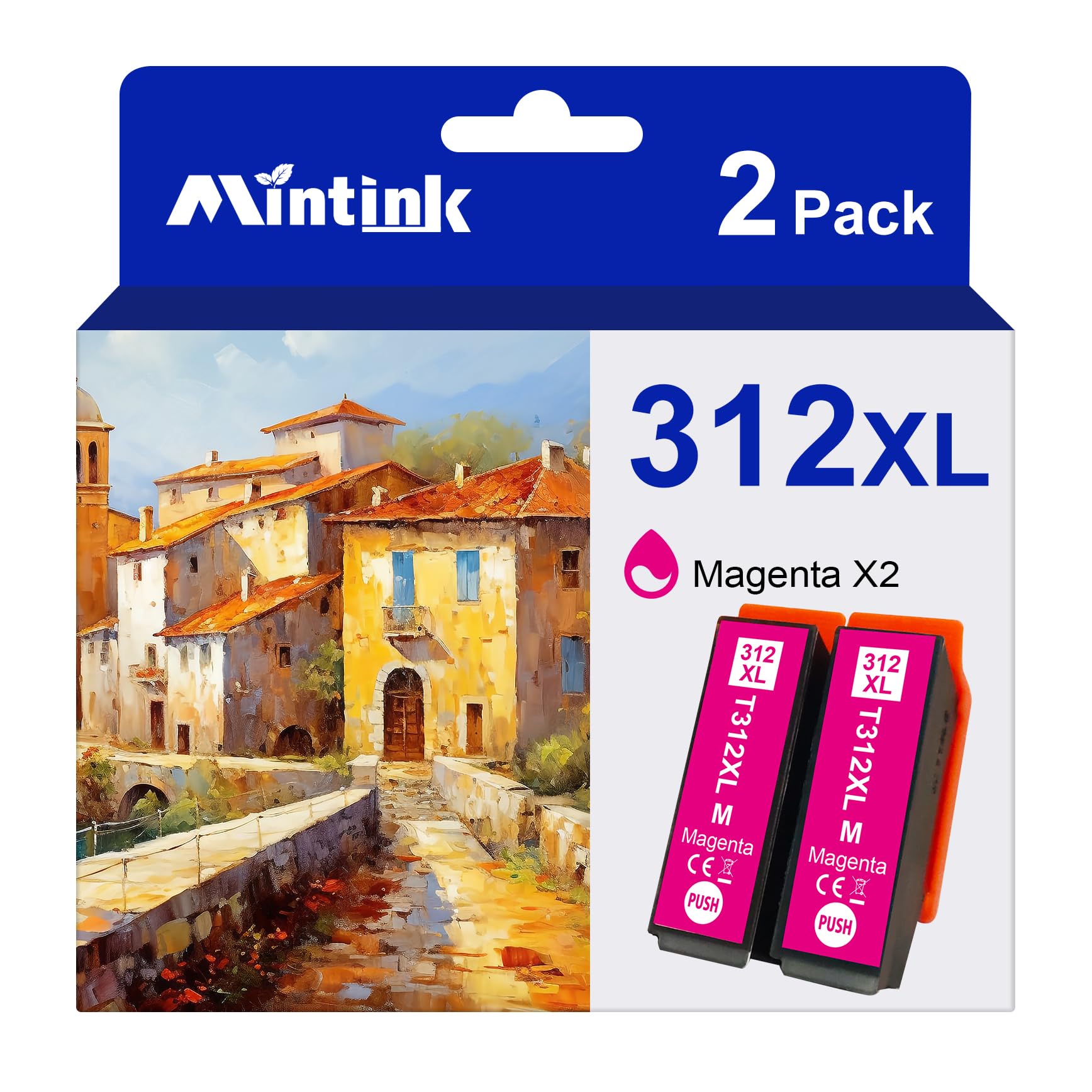 Mintink 312XL Magenta Ink Cartridges Remanufactured Replacement for Epson 312XL Ink Cartridge with Expression Photo XP-8500 XP-8600 XP-15000 Printer (2-Pack)