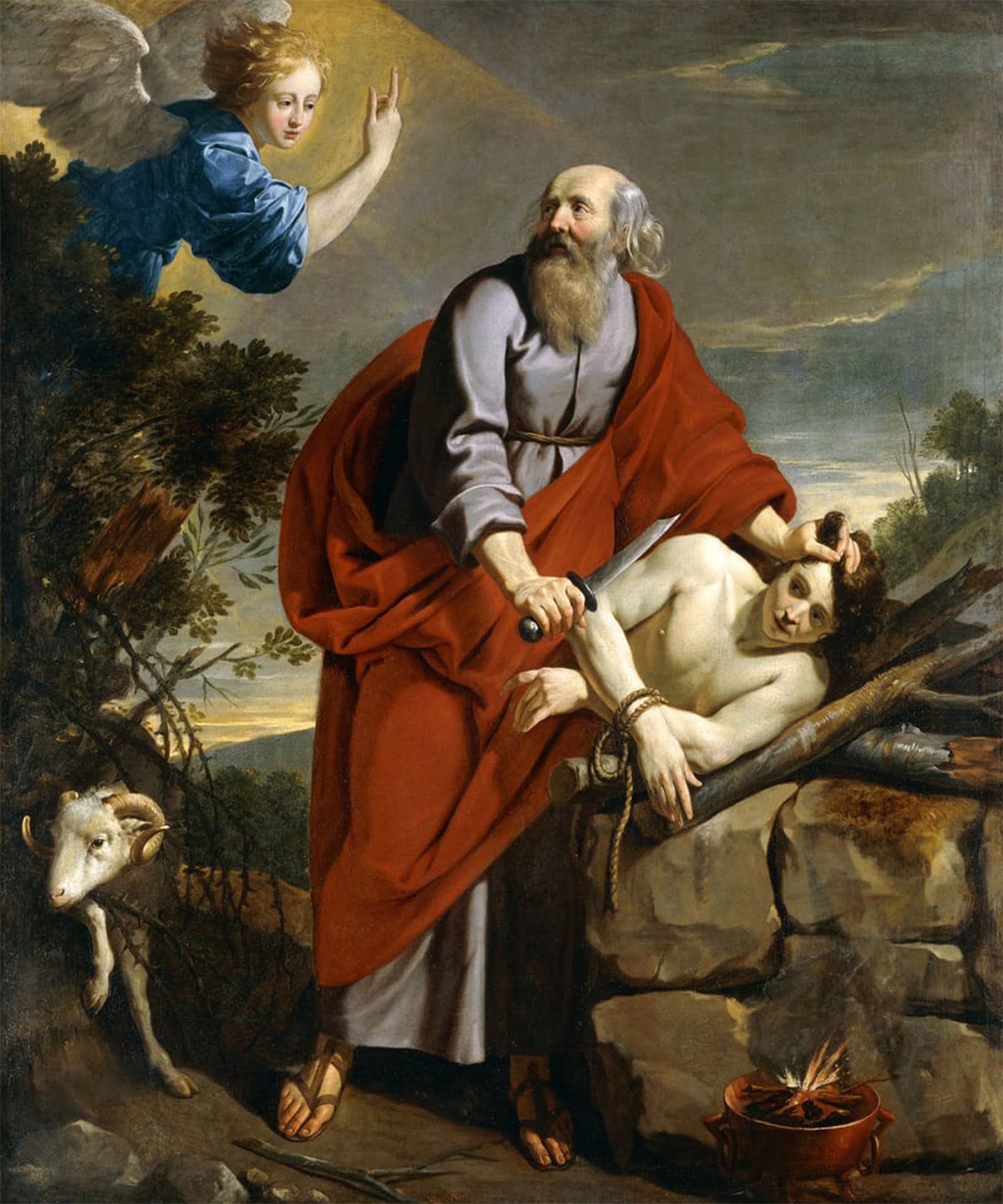 ARTXLXXBN Famous Painting Canvas Artwork Graffiti Print the Sacrifice of Isaac by Philippe De Champaigne Portrait Canvas Image for Home Decor 60x90cm