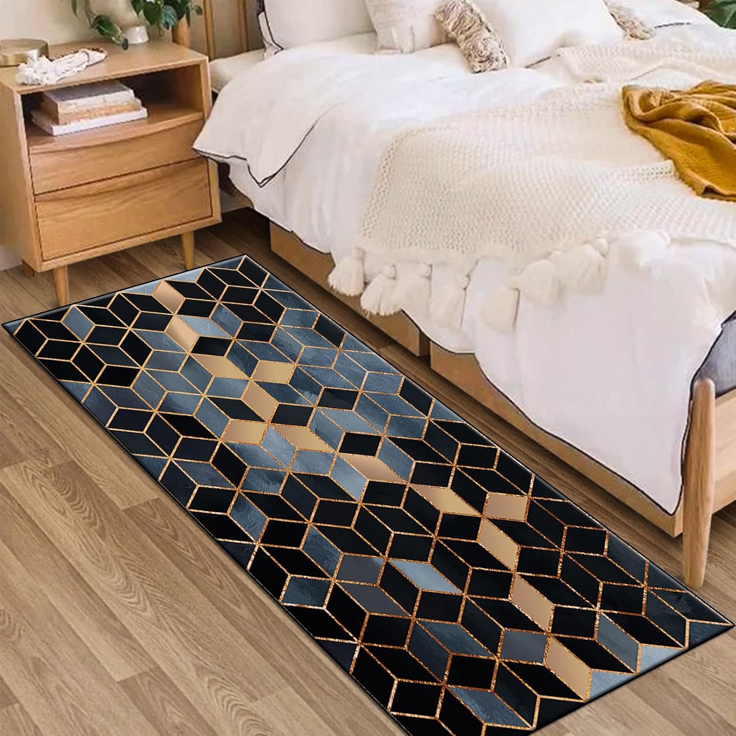 Carpet Runner Rug for Kitchen 2'7"x25' Hallway Black Modern Non Slip Abstract Washable Home Decor Runners for Corridor Living Room Hallway Bedroom