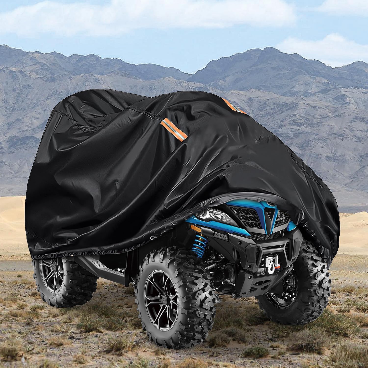Nilight ATV Cover Waterproof 420D Heavy Duty Ripstop Material 4 Wheeler Quad Cover All Season Weather UV Protection for Kawasaki Yamaha Polaris Suzuki Honda(Black XXL)
