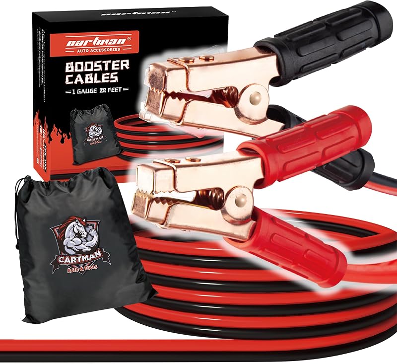 Cabos de transferência de bateria CARTMAN 1 AWG, 800 A, 6,10 m com bolsa