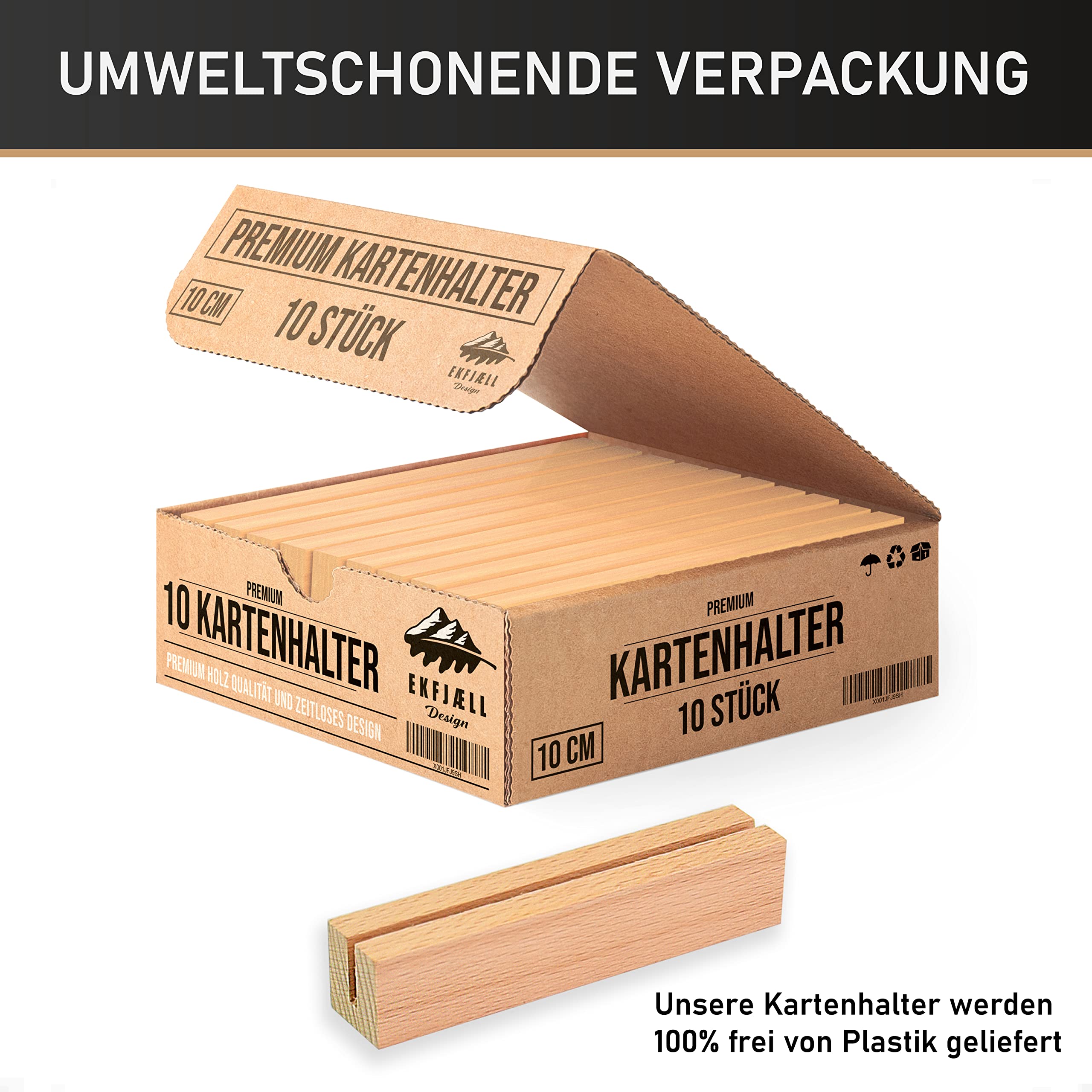 Ruikdly Houten kaarthouders van massief beukenhout, 10 stuks, menukaarthouder (10 x 3 x 2 cm), ansichtkaarthouder voor restaurants, bruiloften, banketten en feestjes