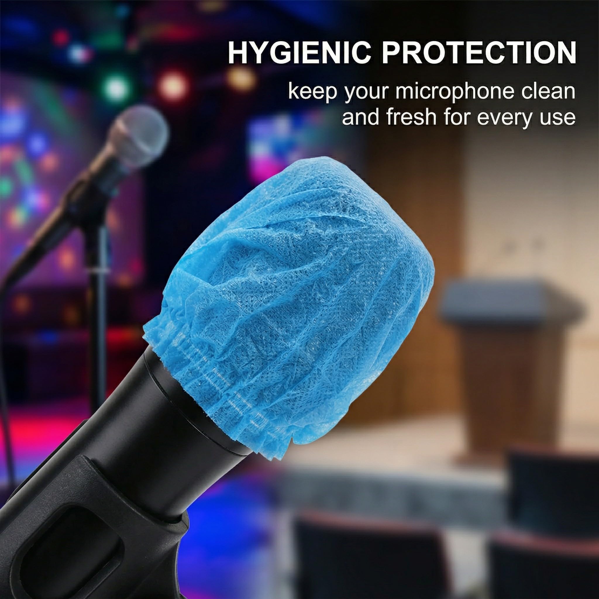 60 Pièces Couvertures de Micro Hygiéniques Jetables Non Tissées Antibactériennes, Bonnette Micro, pour Salle d'Enregistrement KTV News Gathering