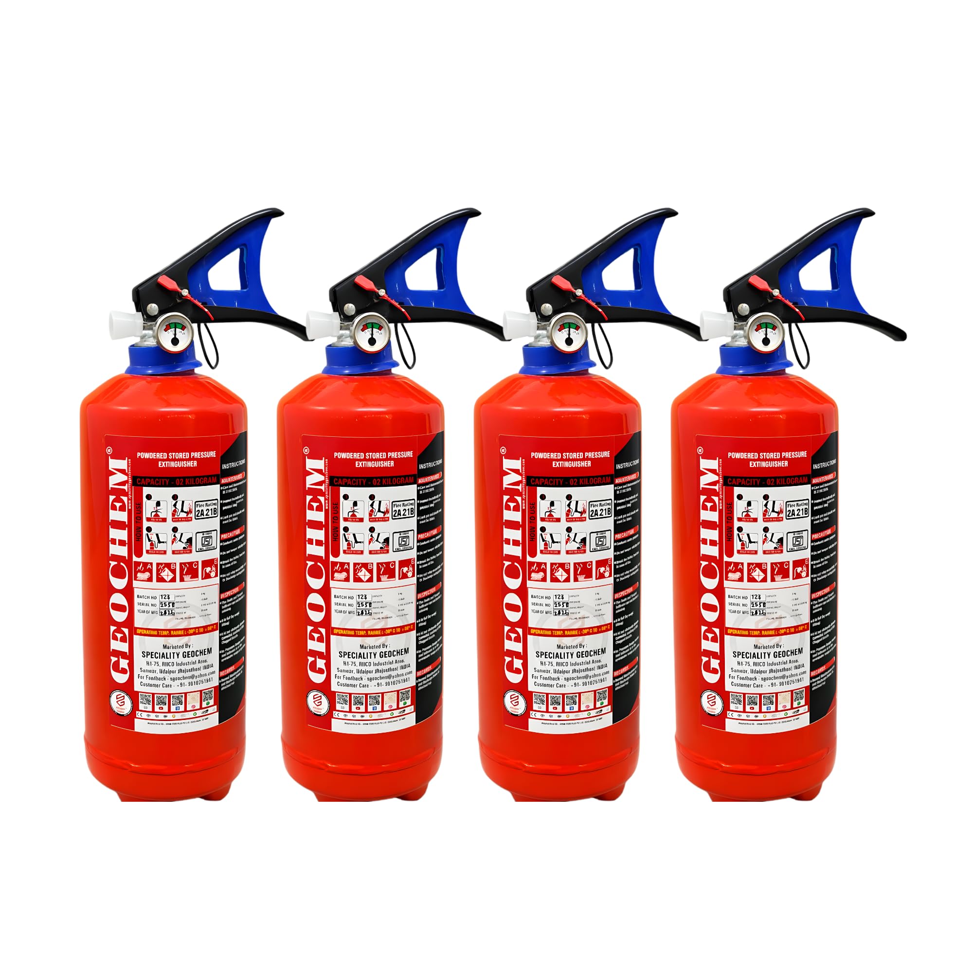 AFS Fire Extinguisher Cylinder Portable Pressure Based Fire Suppression System for Home Business Kitchen Electrical Panels Vehicle and Industrial Protection Use - 2 Kg (Pack of 4)-picture-16