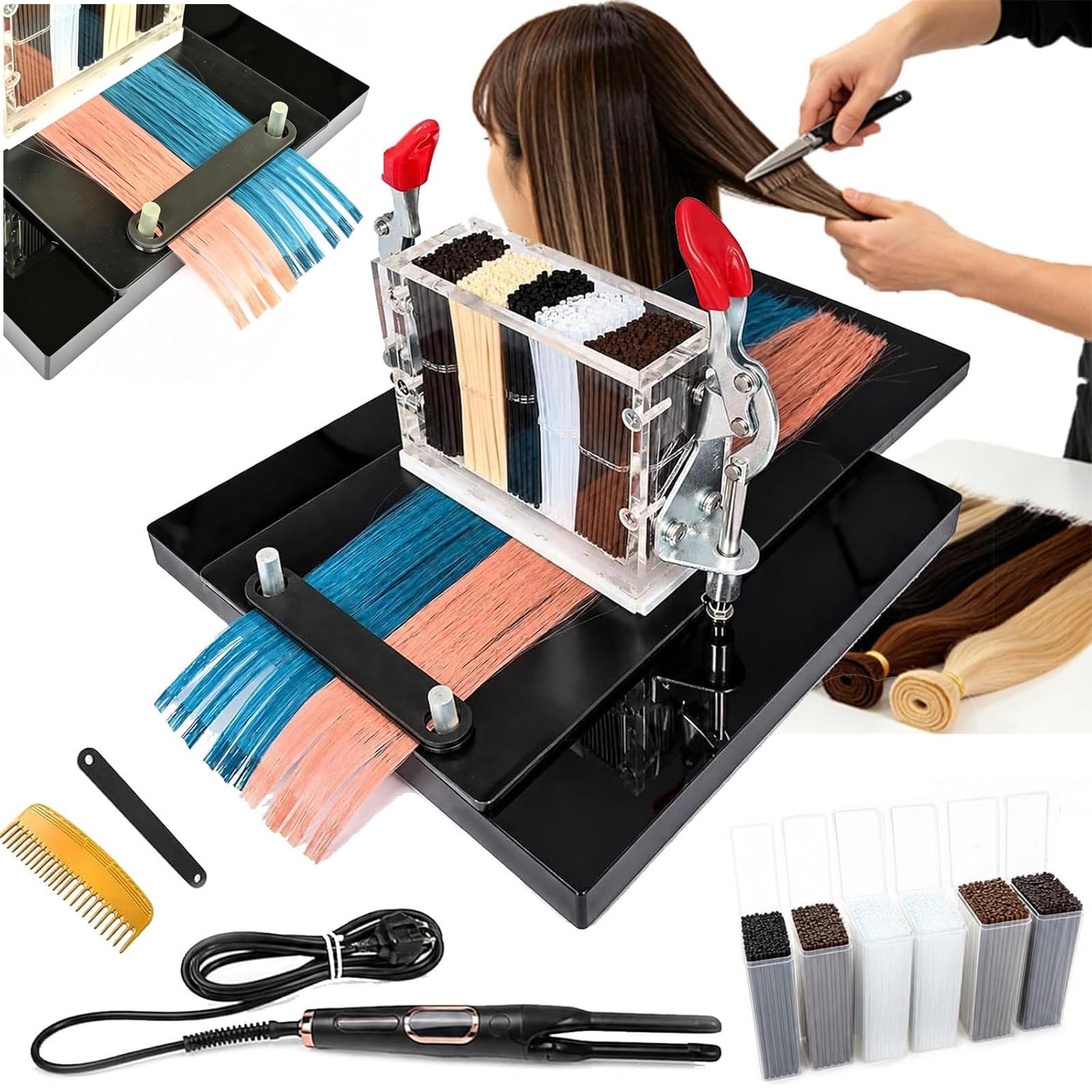 Kit di Extension per Capelli K-Tip con Macchina per Applicazione Cheratina