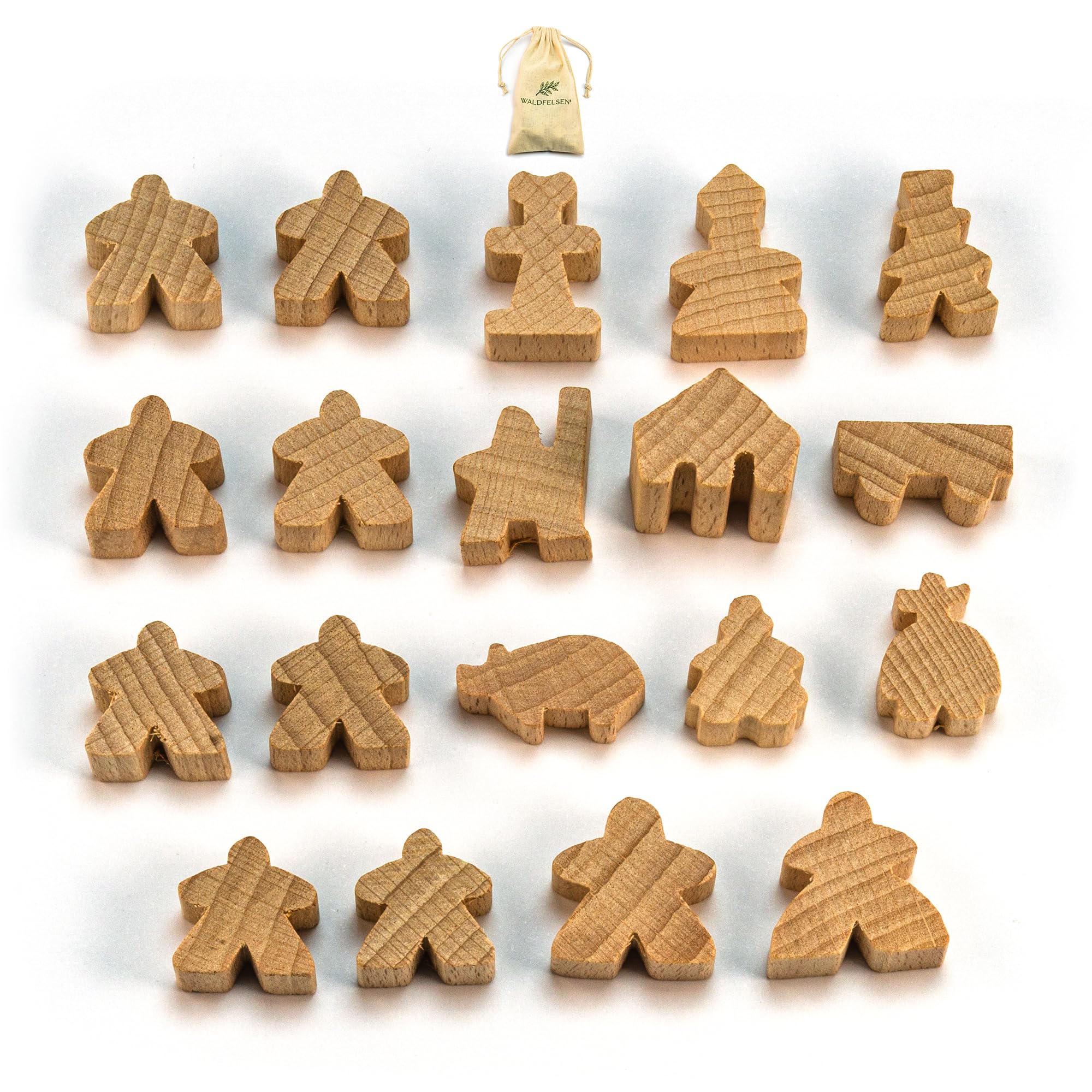 Waldfelsen® 16 mm Meeple in legno adatto per Carcassonne (60 pezzi come materiale bianco Waldfelsen® 16 mm Meeple in legno adatto per Carcassonne (60 pezzi come materiale bianco