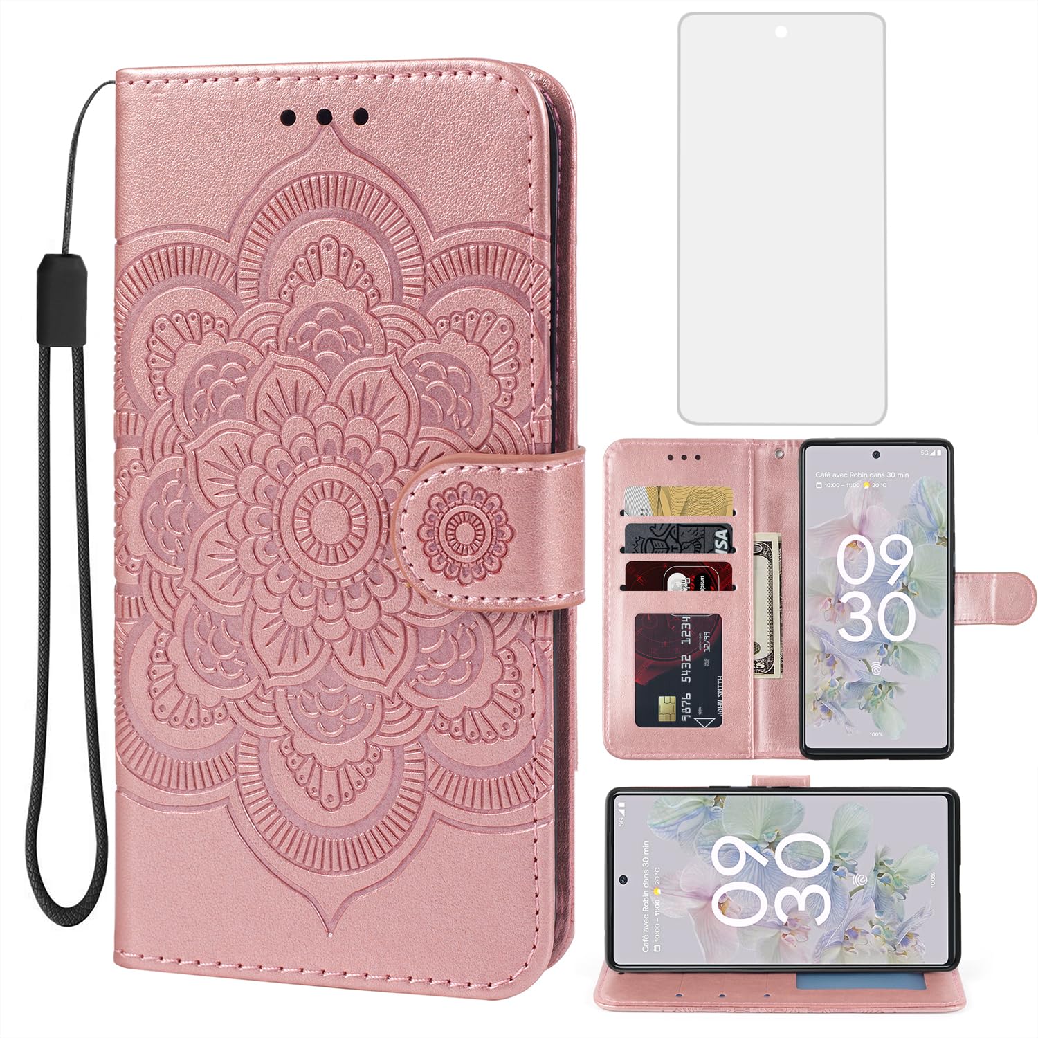 Coque Google Pixel 6A anti-rayure avec rabat et protection d'écran - 8