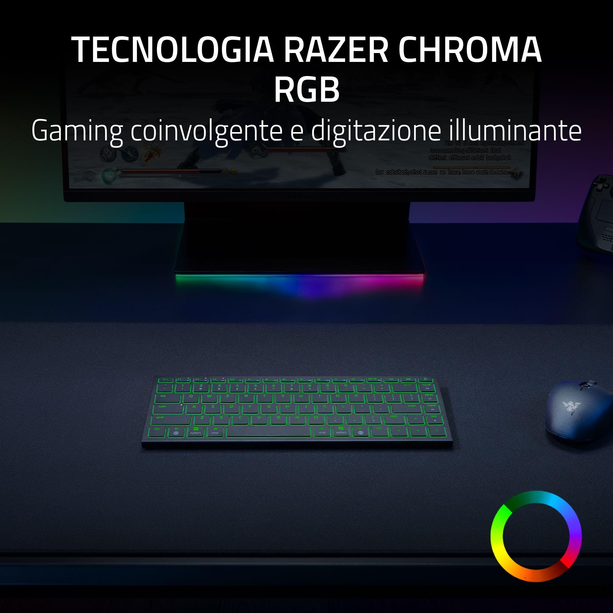 Razer Joro Portable Keyboard - Tastiera wireless compatta retroilluminata - Bluetooth - Wifi - Basso profilo - USB-C - Compatibile con Apple mac OS e iOS - Windows - Tastiera QWERTY USA | Nero