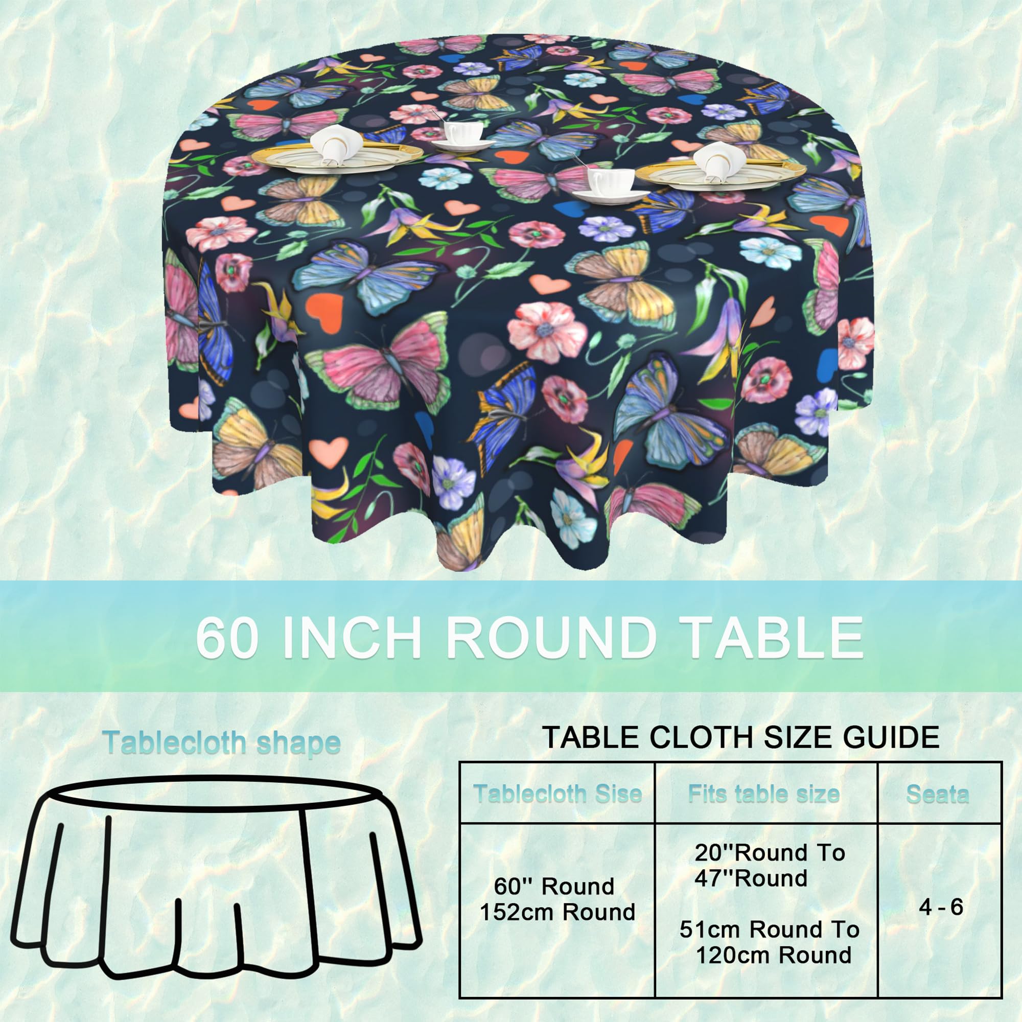 UIUPRO Eucalyptus Leaves 60 Inch Round Tablecloth,White Rose Flowers Circle Table
