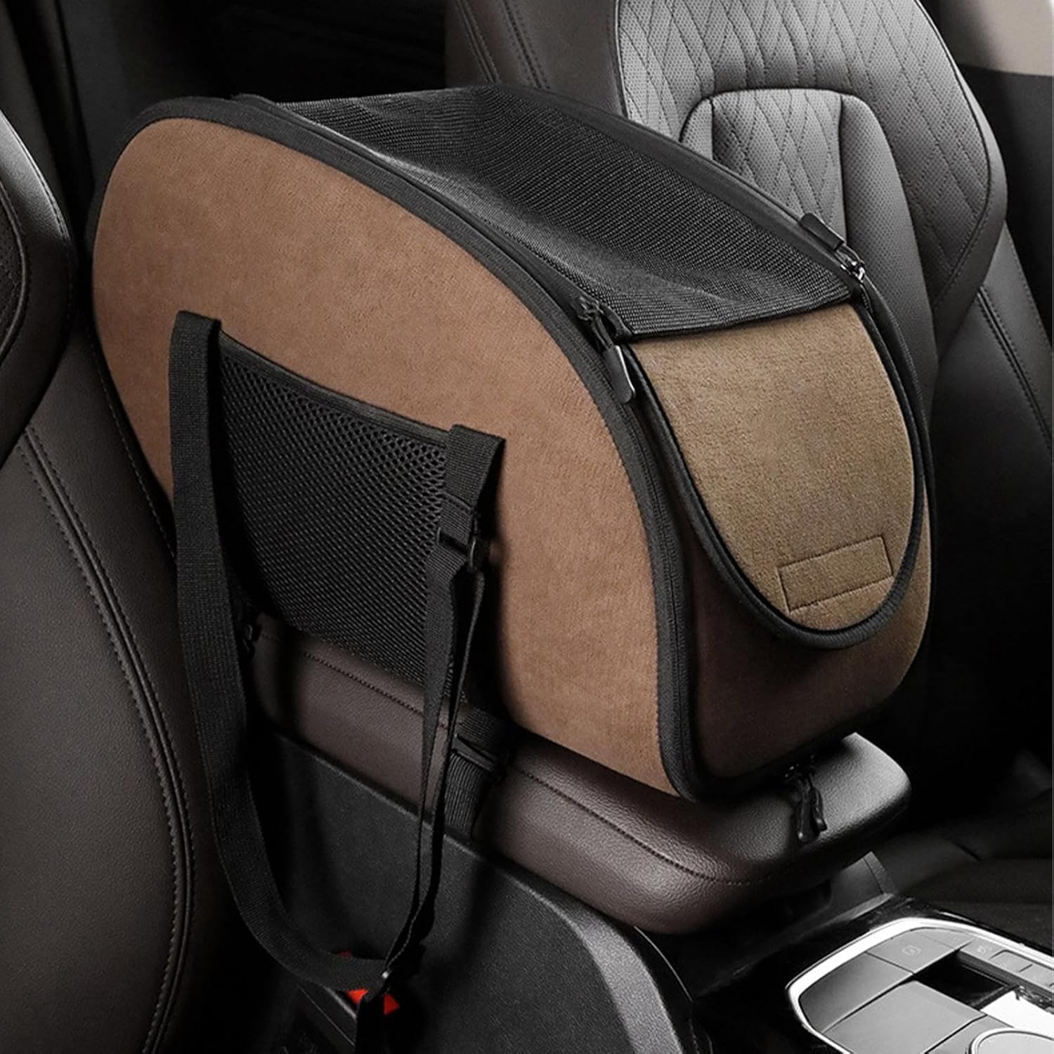 Puppy Car Booster Seat - Small DogsPet Seat, Puppy Car Seats - Pet Booster Seats, Soft Washable Travel Accessories | Secure Bed Safety Harness, Brown Refer to description image 3 of 9 B0FNJKPH9Z