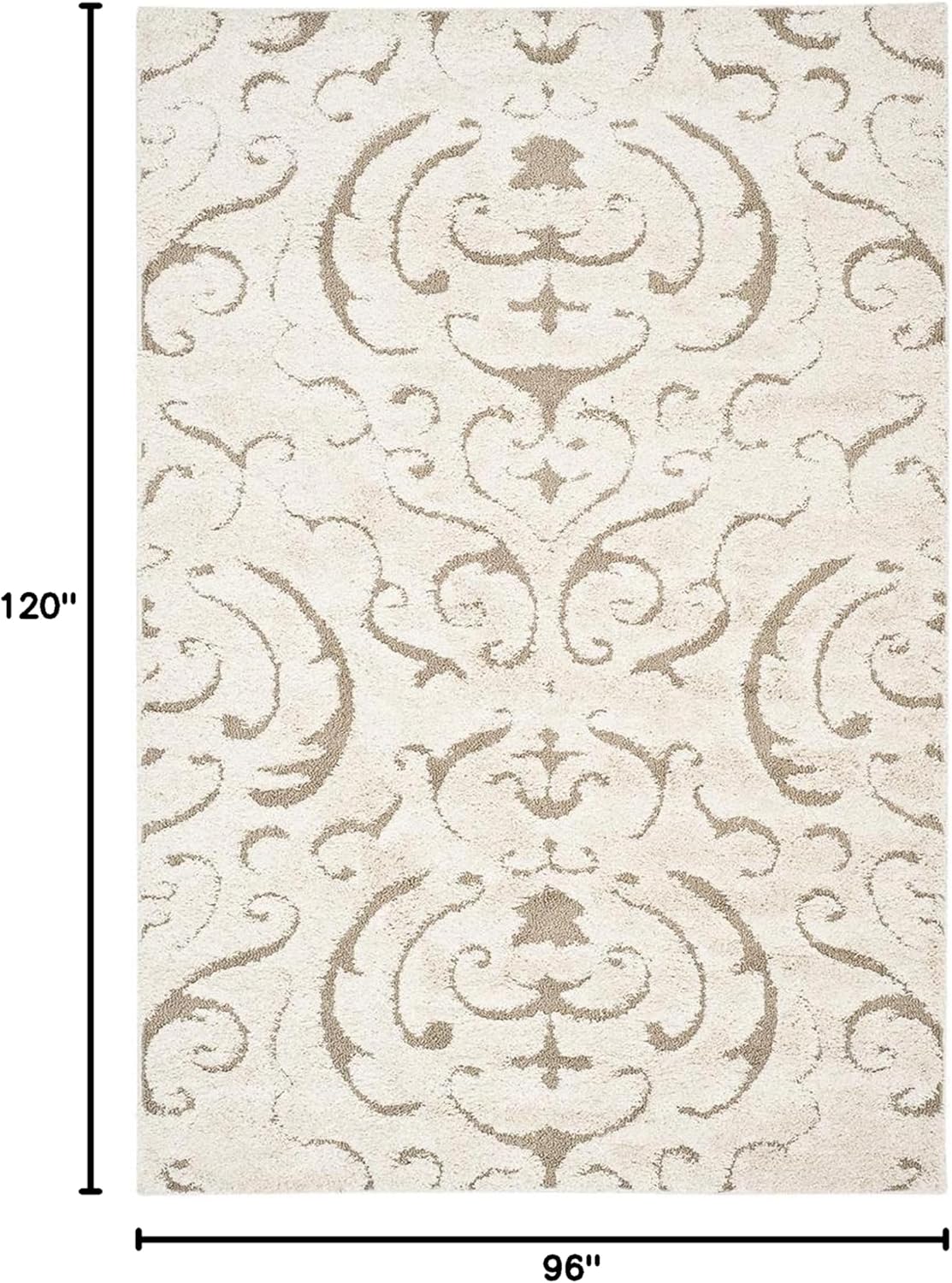 Cozy Haven Cream Beige 8' x 10' Plush Shag Area Rug
