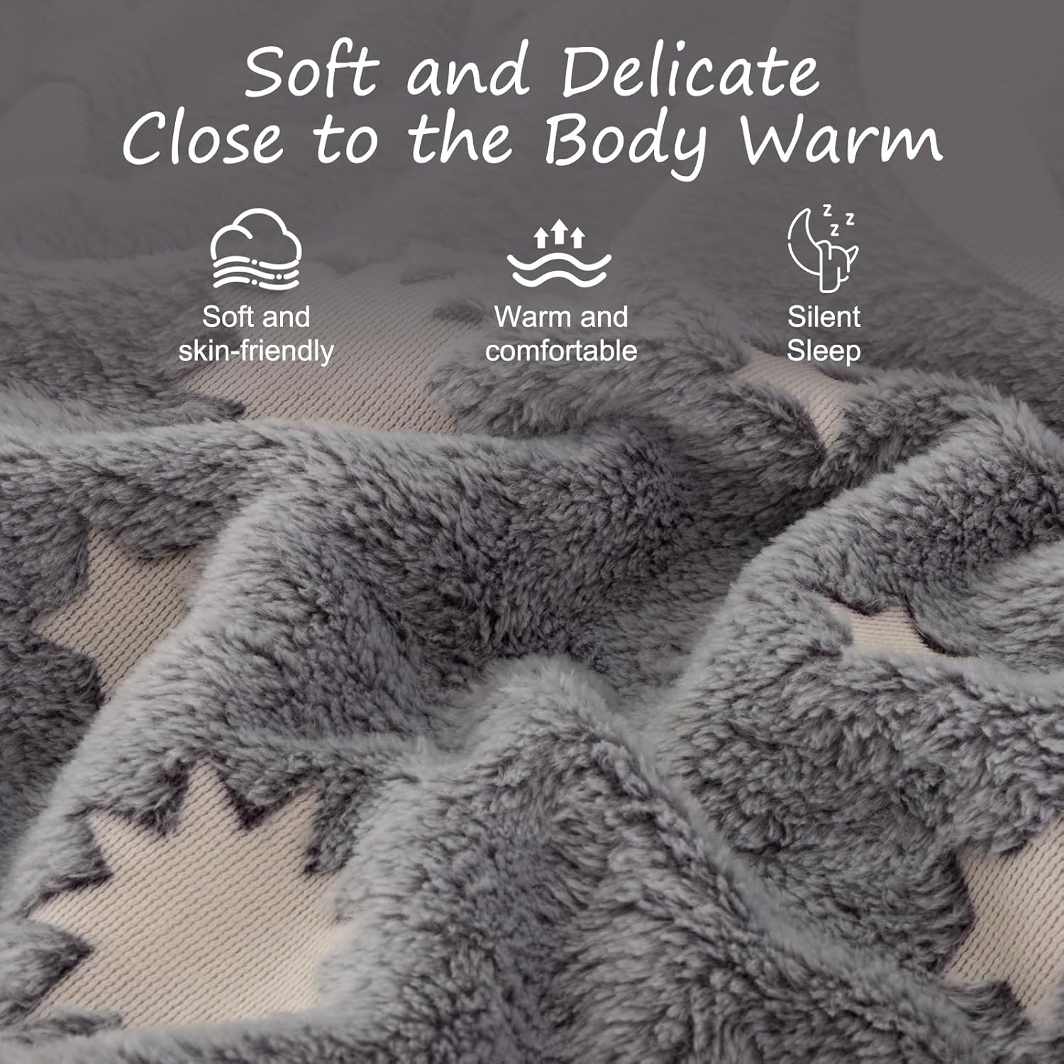 Meeting Story 3 Pieces Twin Zipper Bedding Kids Star Moon Glow in the Dark Fluffy Comforter Set for Boys(Grey,Twin)