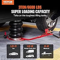 Vista 3 de VEVOR Gato de aire de 3 toneladas/6600 libras, conector de aire de triple bolsa, con seis tubos de acero, elevación de hasta 17.7 pulgadas/17.717