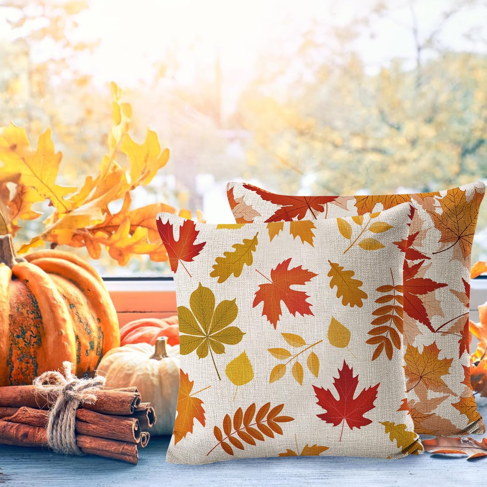4 Stück Kissenbezug Herbst, Kürbis Kissen Kissenhülle Herbst Kissen Erntedankfest Kissenbezug 45x45 cm, Herbst Deko Herbstdeko Innen Fall Decor Pumpkin Autumn Pillow Kissenhülle Dekoration Aesthetic Küche, Haushalt & Wohnen