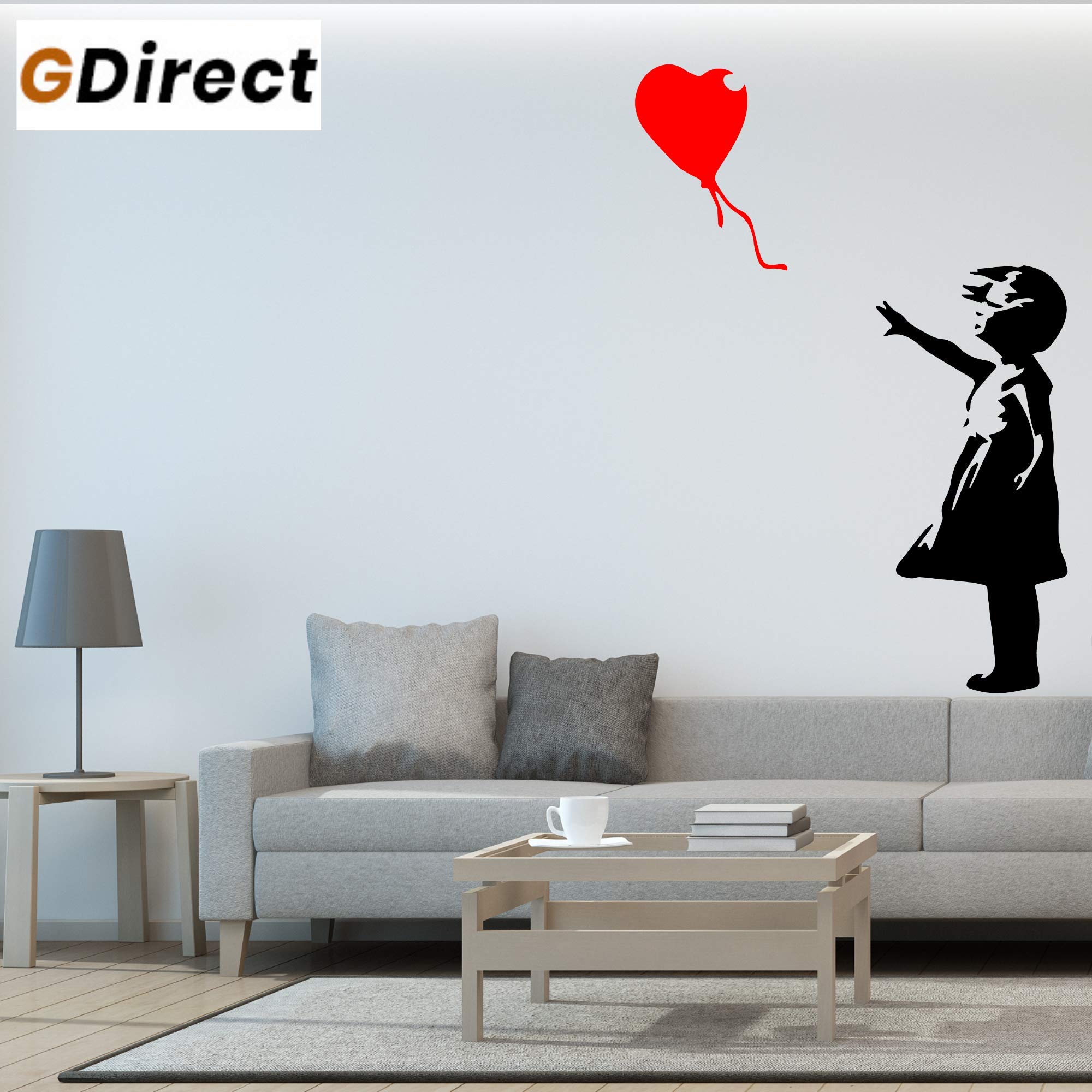 GDirect Large Banksy Wall Stickers Girl With Balloon Famous Banksy Wall