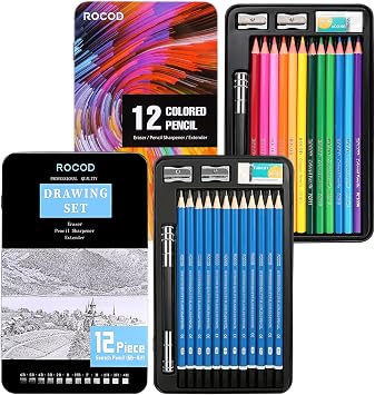 Profession sketch pencils & colored pencils for Adults drawing pencils set.