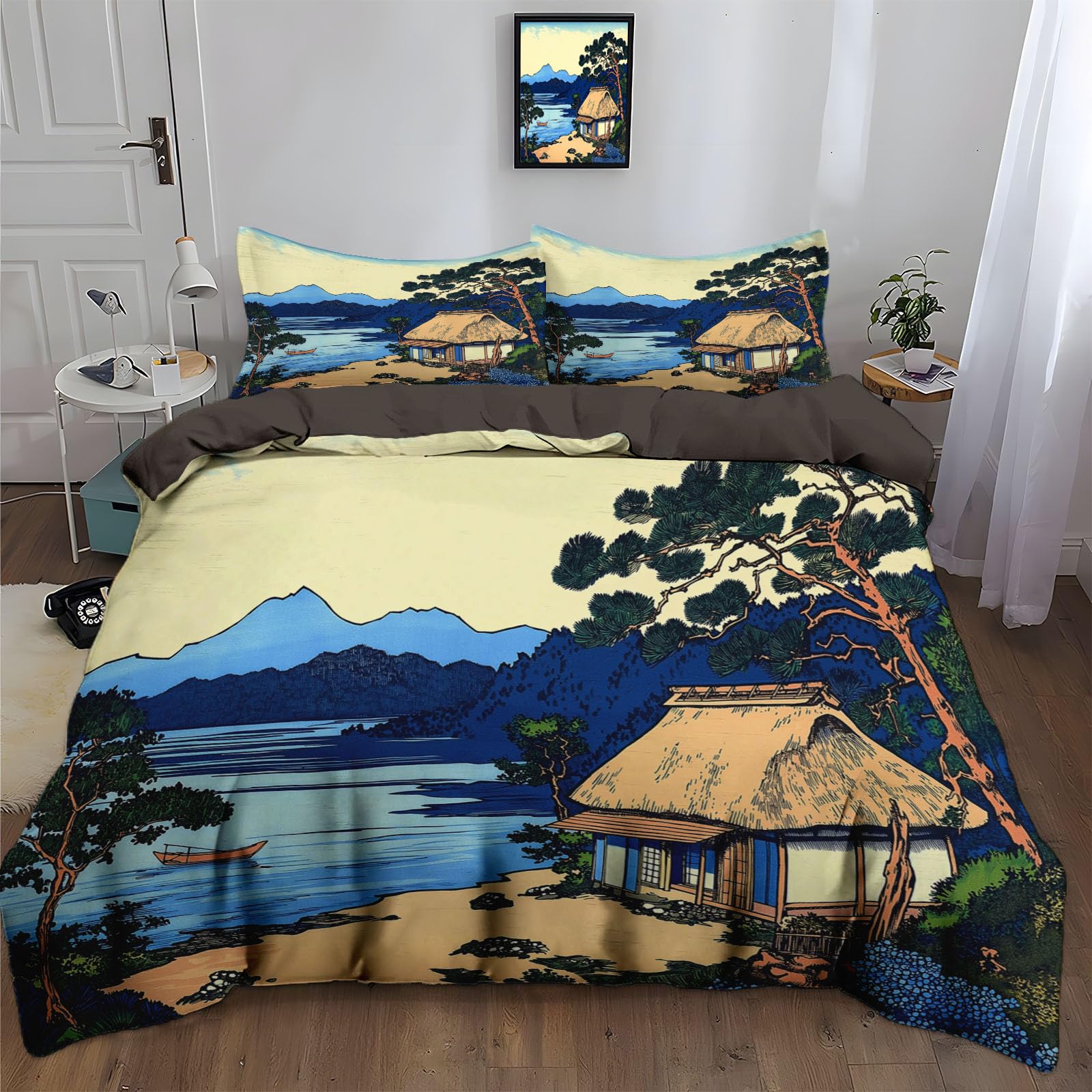 Housse de couette motif Terre Noire réaliste 140x200 cm avec fermeture éclair invisible