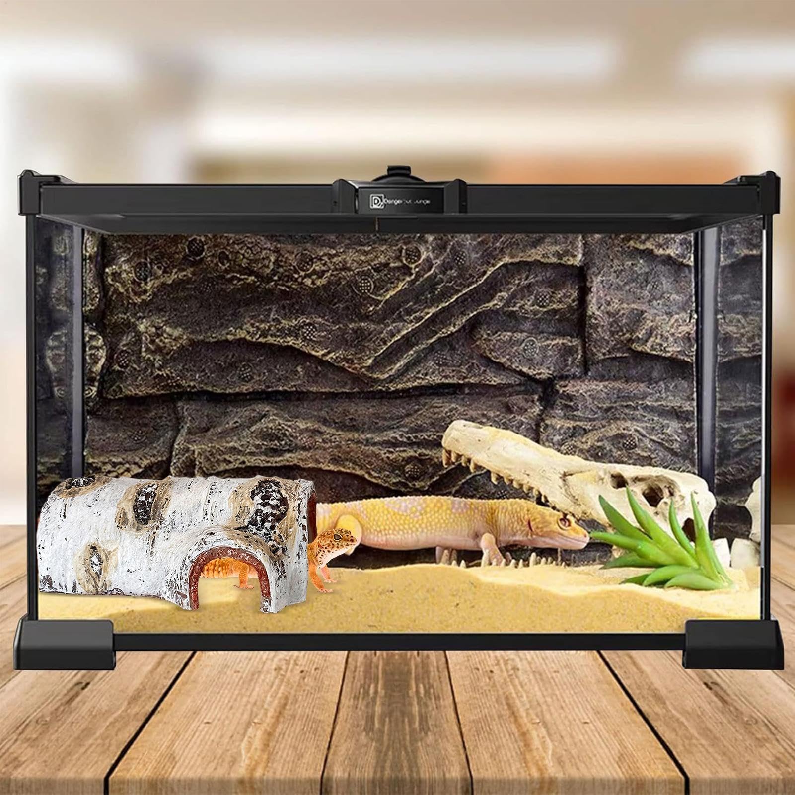 Hábitat de Reptil, hábitat de Reptil Cueva | Cueva de Resina de dragón Barbudo - Accesorios de Tanques de Reptiles Hábitat para arañas, Ranas, cangrejos ermitaños, lagartos, Serpientes