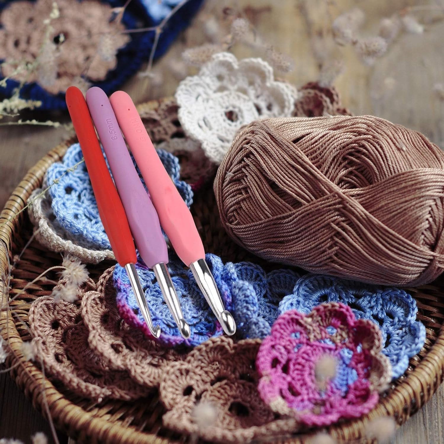 Crochet Hook Set - 9 Pcs, Ergonomic Handles -5 Crochet Hook Set - 9 Pcs, Ergonomic Handles -5