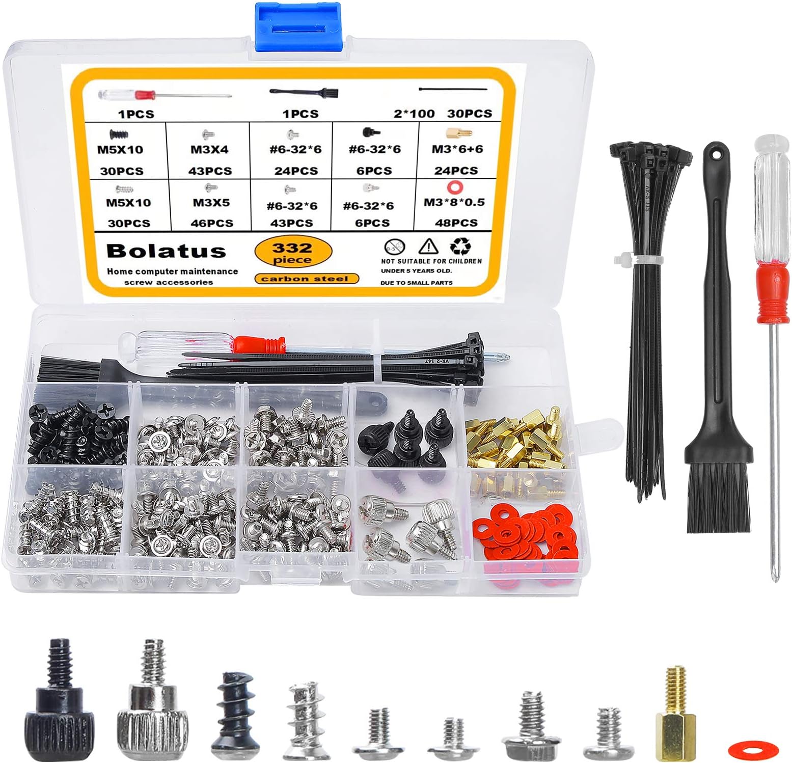 Bolatus 332pcs Computer Screws Set Personal Computer Screw Pc Case ...