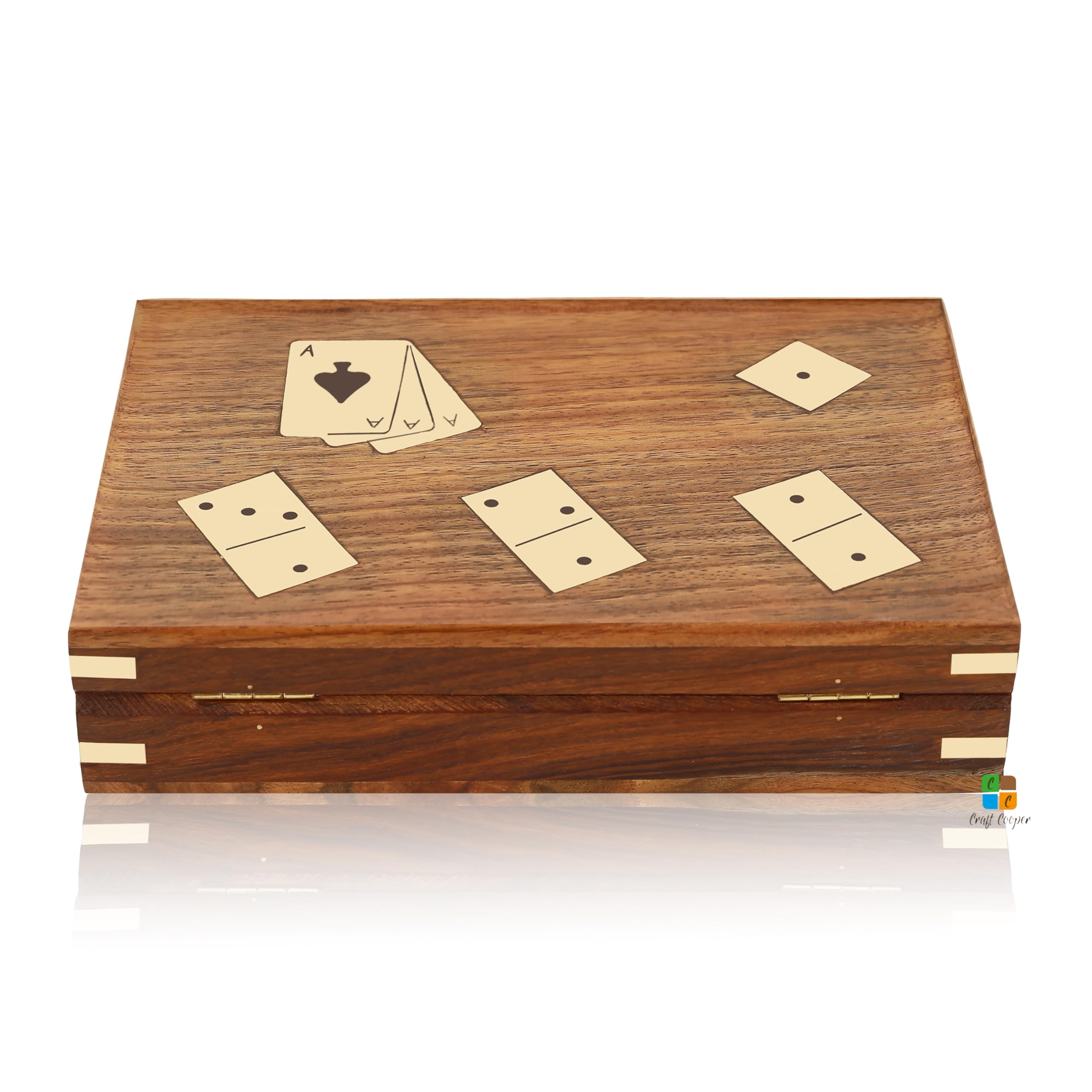 Craft Cooper || Unique Birthday Gift Ideas Handcrafted Classic Wooden Playing Card Holder Deck Box Storage Case Organizer (BROWN, 12x18x4) 2